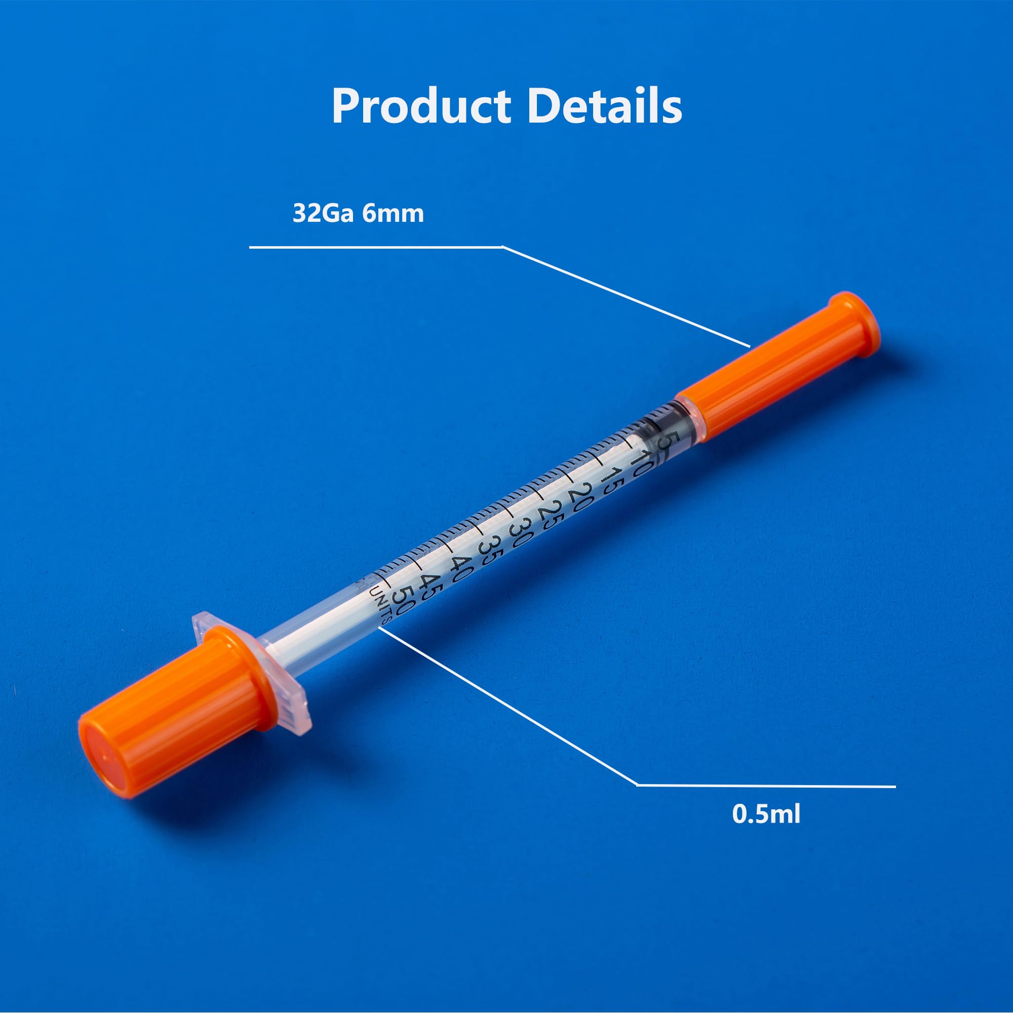 Confezione da 100 strumenti di misurazione erogatori da 0,5 ml con 32 G (6 mm), accessori da laboratorio multiuso, confezione sigillata singolarmente