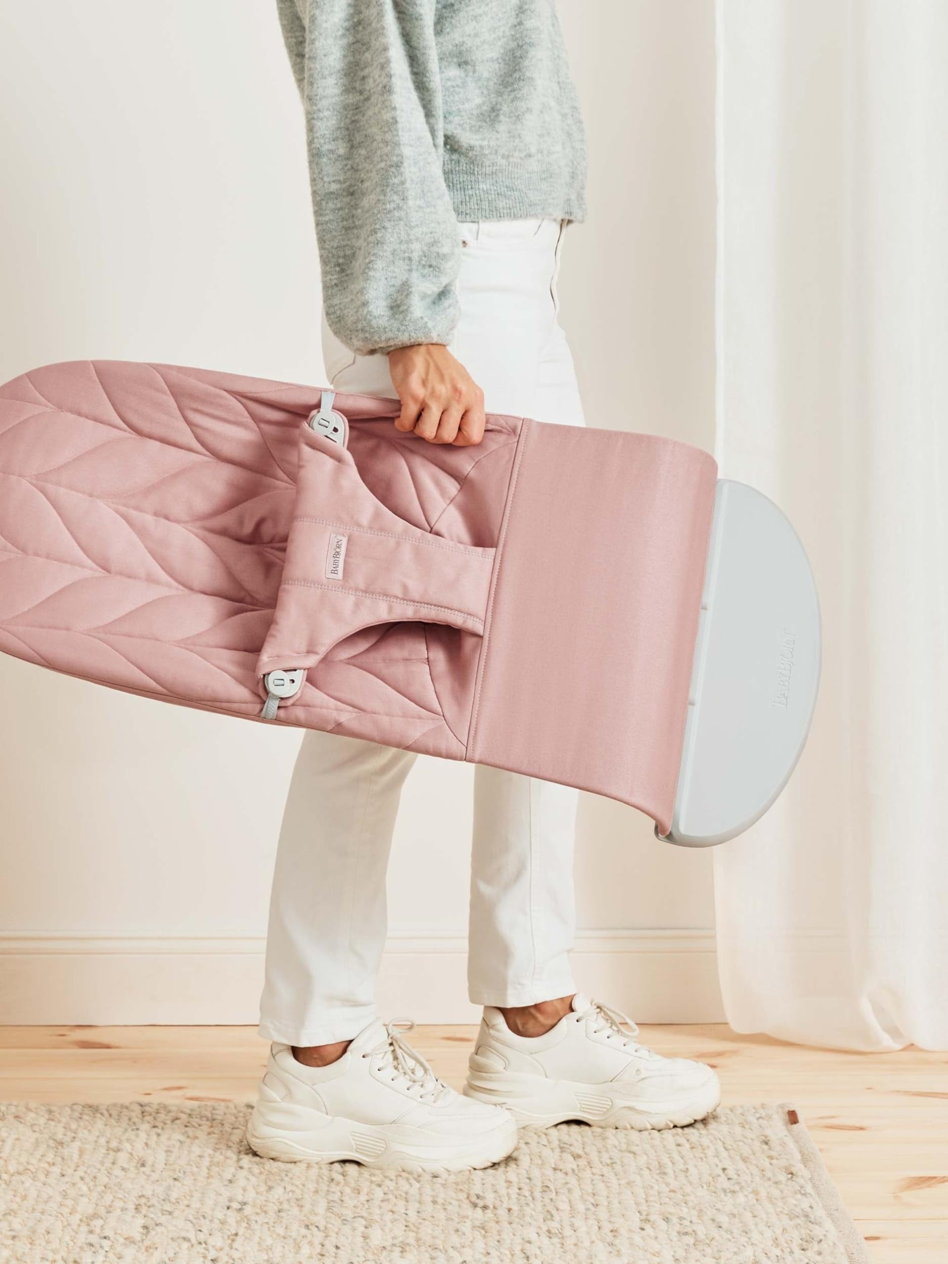 BabyBjörn Transat Bliss, Tissé, Matelassage pétale, Rose poudré