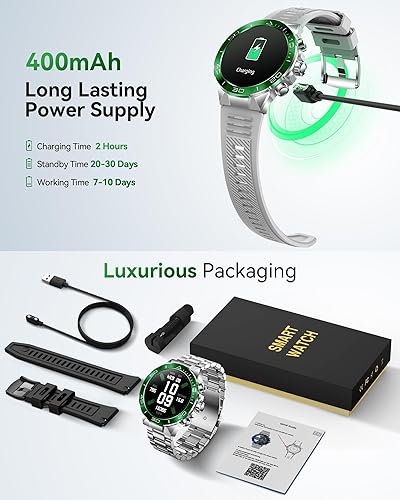 Miniatura 9 de SOUYIE Reloj inteligente militar resistente para hombres, AMOLED 1.43 pulgadas, pantalla HD de 1.43 pulgadas, respuesta de llamadas Bluetooth,