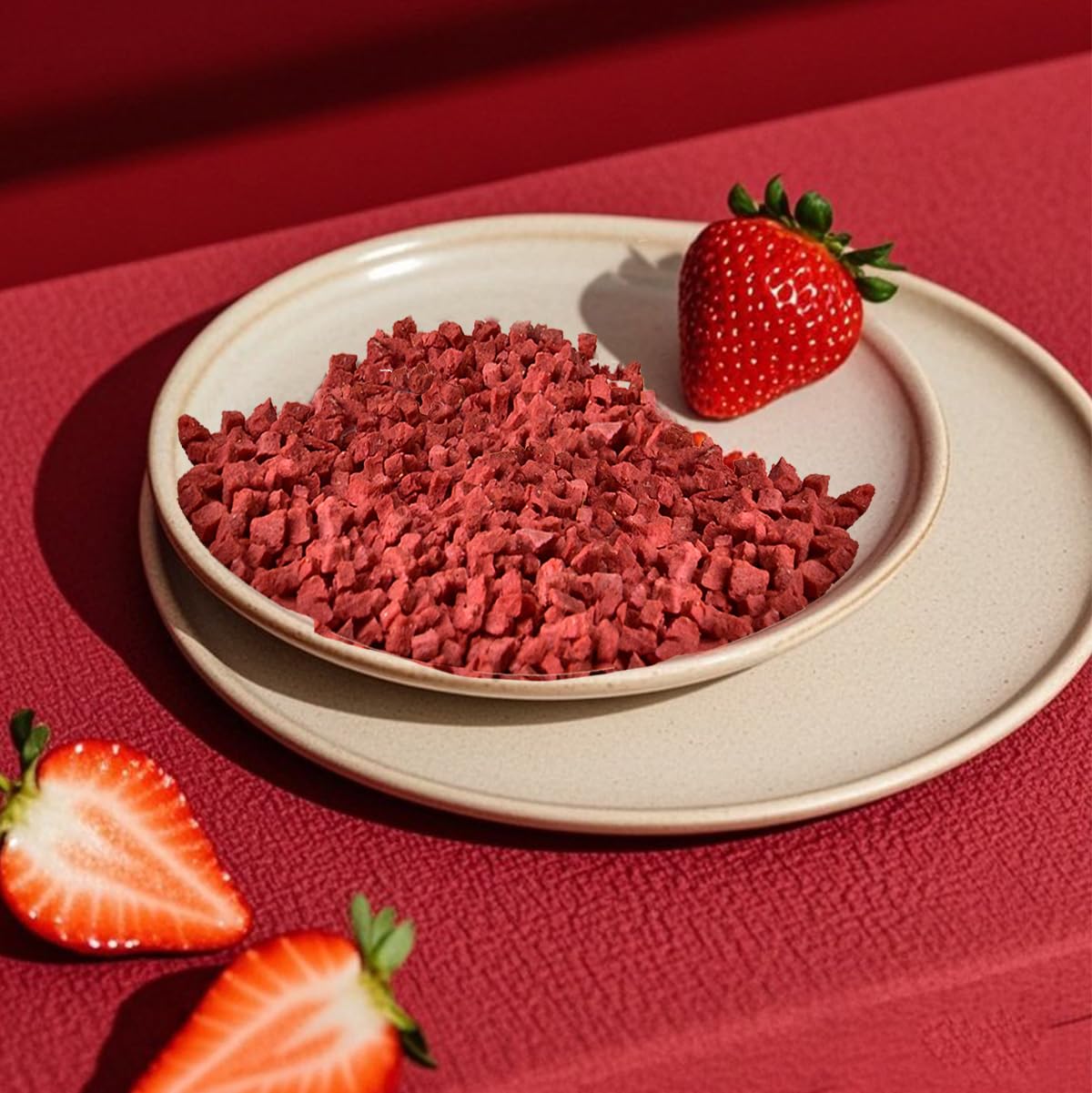 Premium Freeze Dried Strawberries Pieces 17.6 Oz/500g, Crispy Diced Strawberries Dried, 100% Natural & No Additives, No Sugar (17.6 oz)
