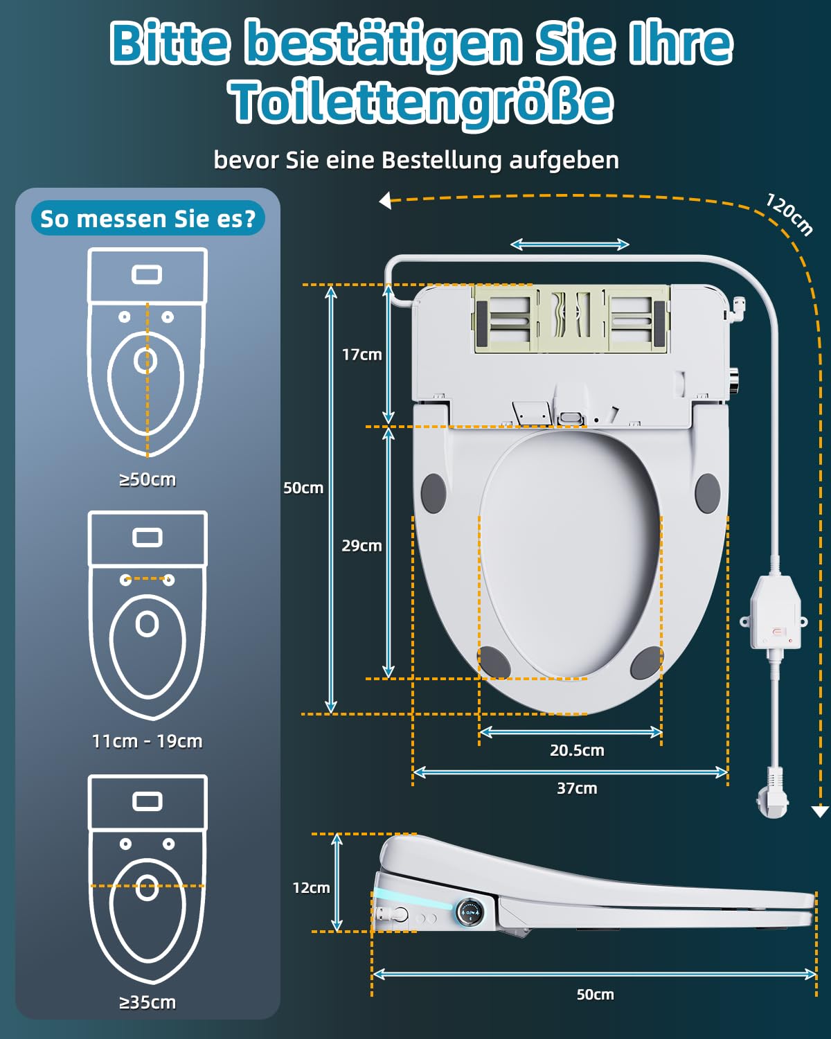 Sedile WC intelligente con acqua calda e asciugatrice, bidet sedile WC con ugello, sedile WC giapponese riscaldabile, WC con coperchio automatico e aromaterapia, bidet elettronico