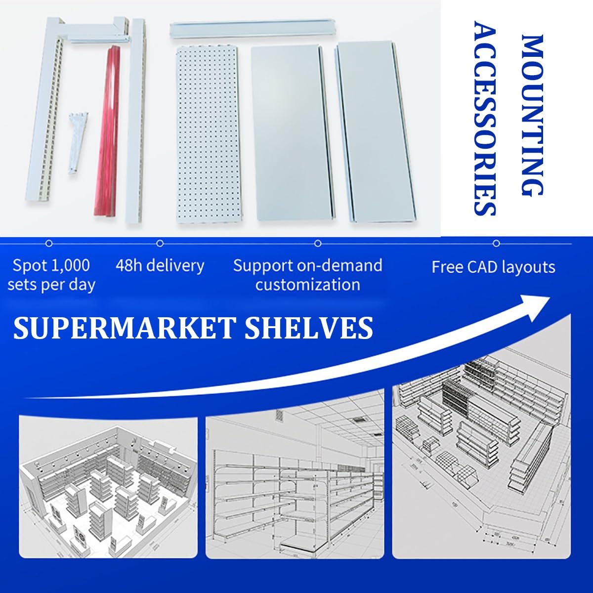 Générique Présentoir gondole métallique réglable à 5 étagères pour supermarchés et commerces de proximité, Conception à Double rangée de Trous, idéal pour Les Snacks et la Vente au détail (190 cm, 90
