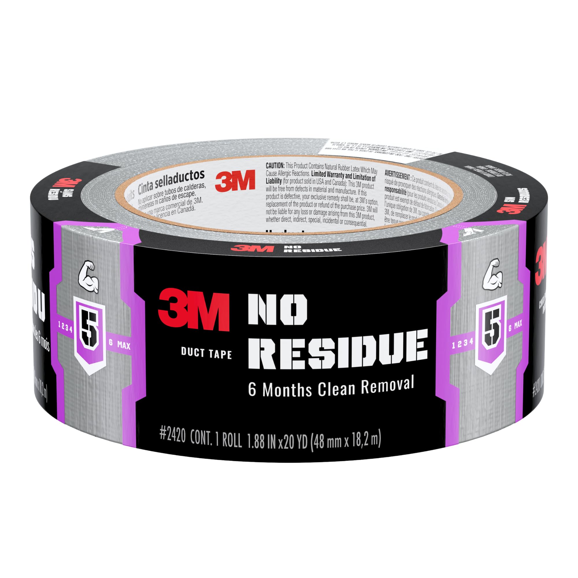 3M No Residue Duct Tape 2420, 1.88 in x 20 yd (48 mm x 18.2 m)
