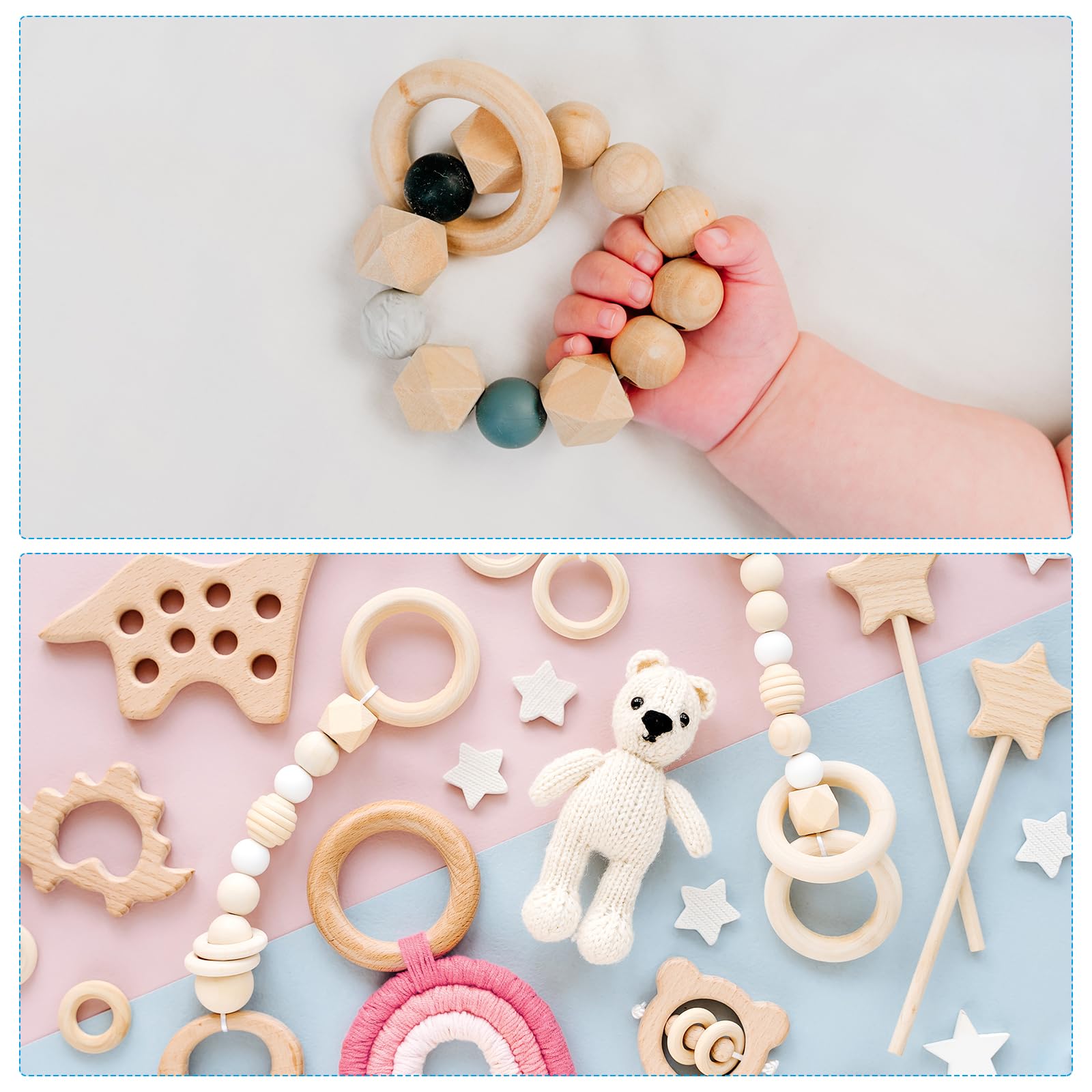 PATIKIL Natural Wood Rings and Unfinished Wooden Beads Set - Image 4