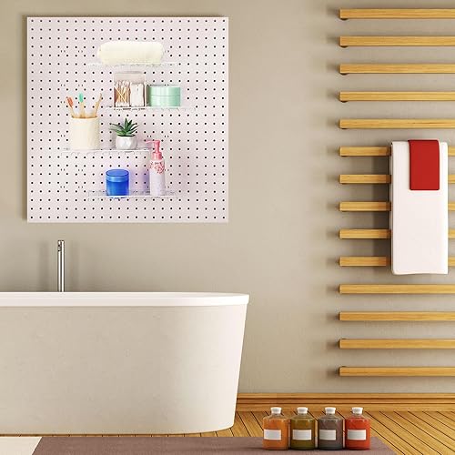 Miniatura 6 de 4 estantes de metal para tablero de clavijas, ganchos blancos para tablero de clavijas, accesorios para tablero de clavijas, organizador para