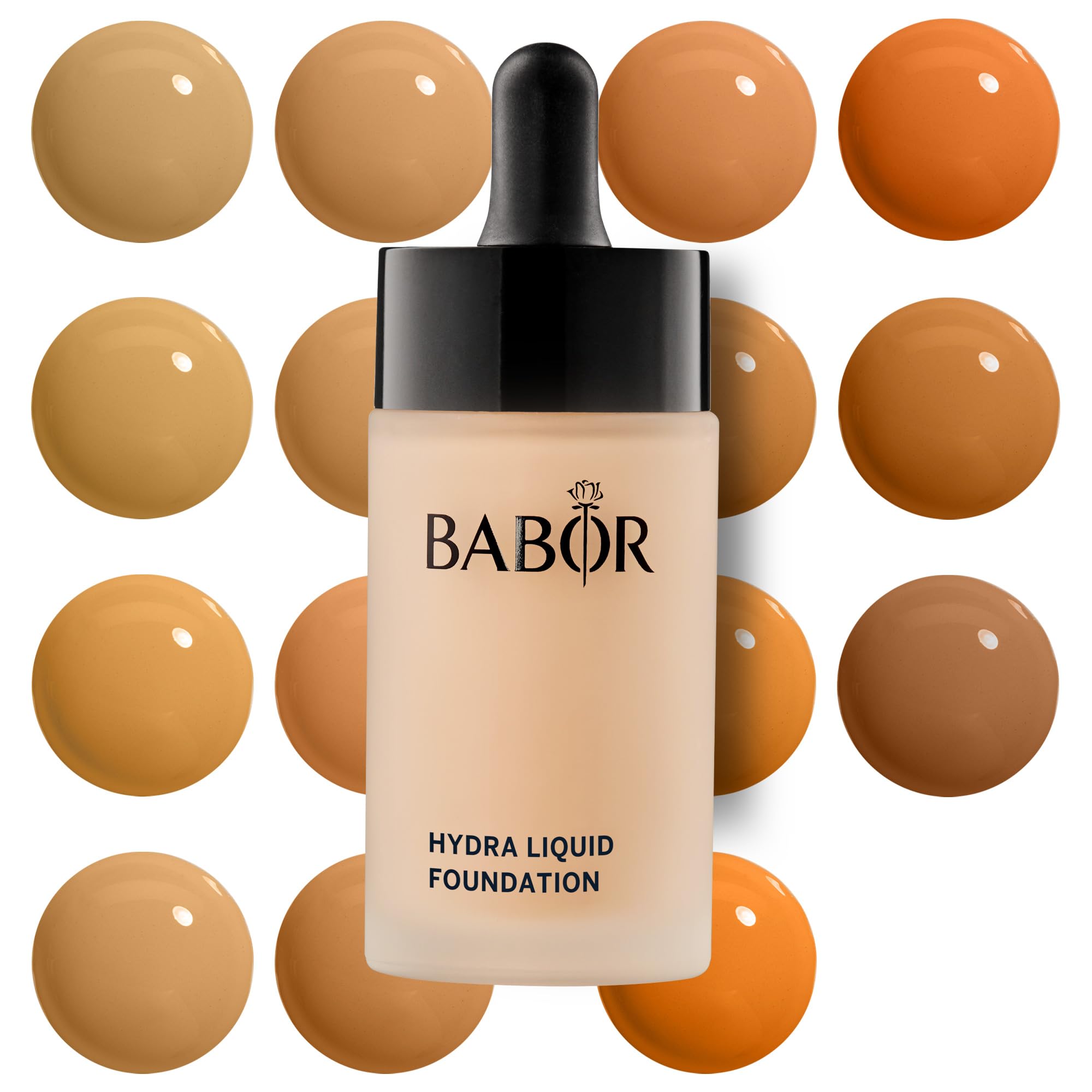 BABOR MAKE UP Hydra Liquid Foundation, fondotinta liquido mediamente coprente, per pelli secche, con siero idratante, 30 ml