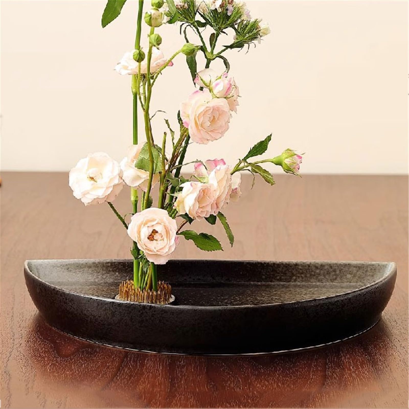 Sottovasi per Fiori Piattino Decorativo semicircolare con Composizione Floreale Vaso