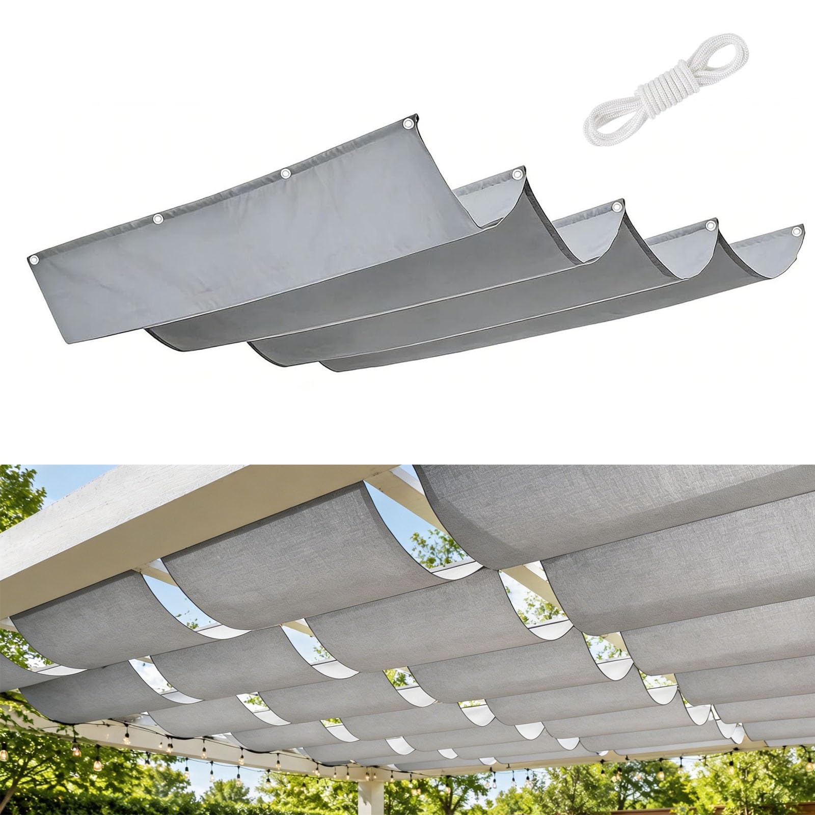 Voile d'ombrage rétractable vague pour savourer vos déjeuners au jardin