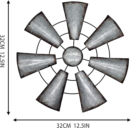 Miniatura 2 de Molino de viento para decoración de pared de 13 pulgadas, estilo rústico de campo, pequeño dormitorio, cocina, escultura de pared, decoración