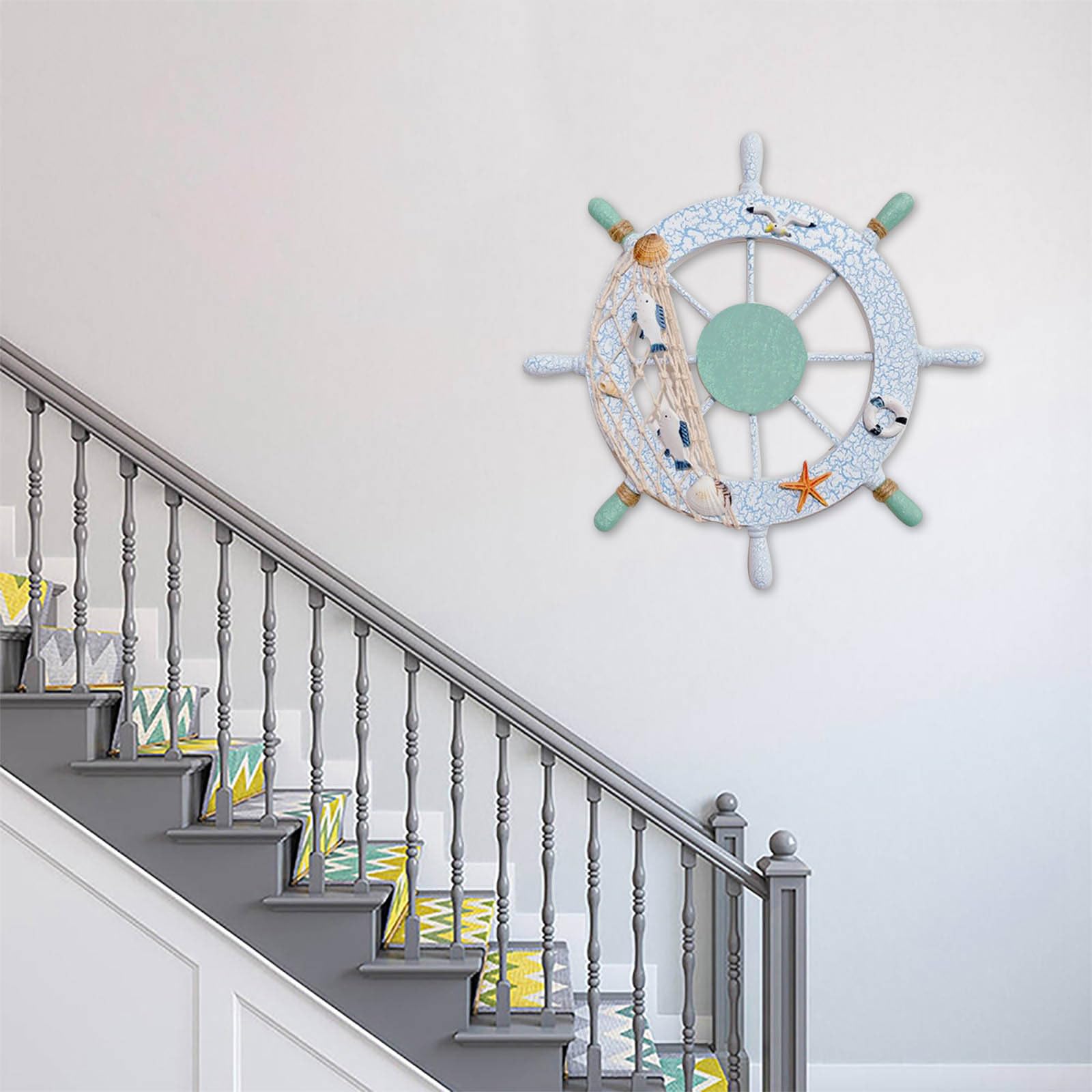Wheel Beach Nautical Fishing Bathroom Ocean Theme Coastal House RoomSteering Home Net Boat Madera 062728