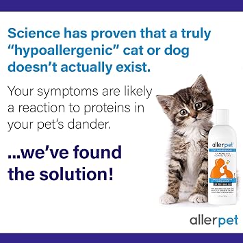 Allerpet Cat Dander Remover w/Free Pair of Grooming Gloves & Mitt (12oz)