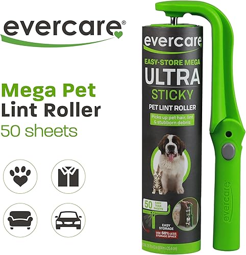 Miniatura 10 de Evercare Paquete de 6 repuestos de rodillo para mascotas de superficie grande de 10 pulgadas de ancho, 50 hojas cada uno (300 hojas en total)