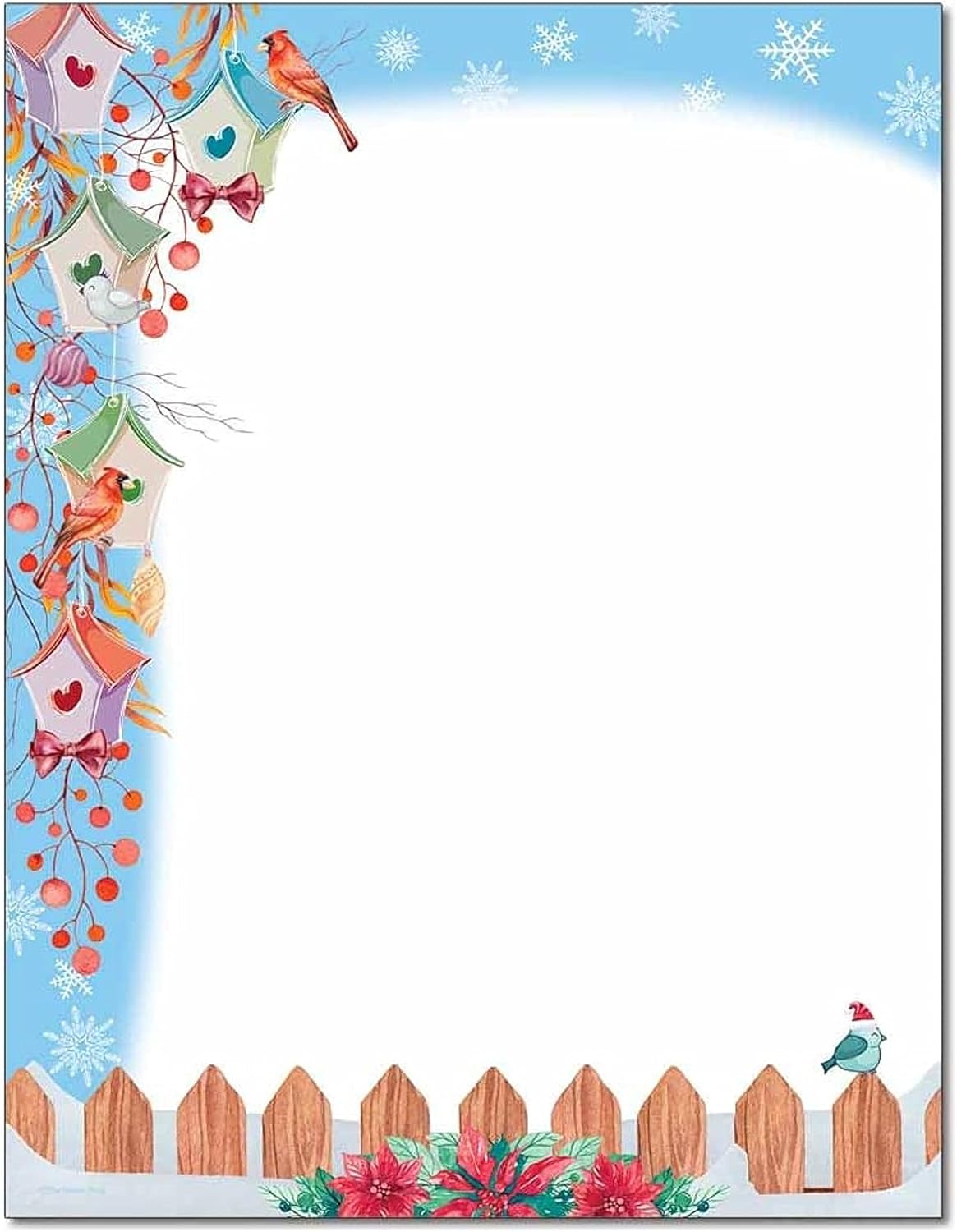 Christmas Birdhouses Letterhead Laser & Inkjet Printer Paper (100 Sheets)