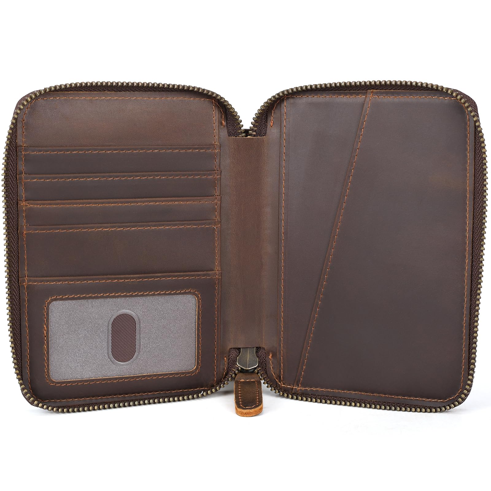 Polare - Cartera de Piel de Grano Completo para Pasaporte con Bloqueo RFID, Funda Plegable Suave con Cremallera YKK