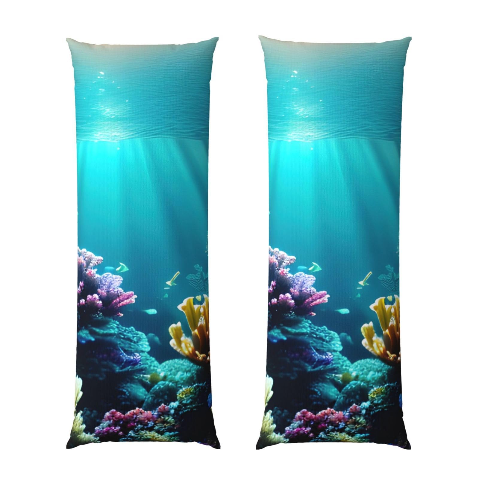 Housse de coussin de corps paysage sous-marin 50x150 cm taie d'oreiller longue ultra douce