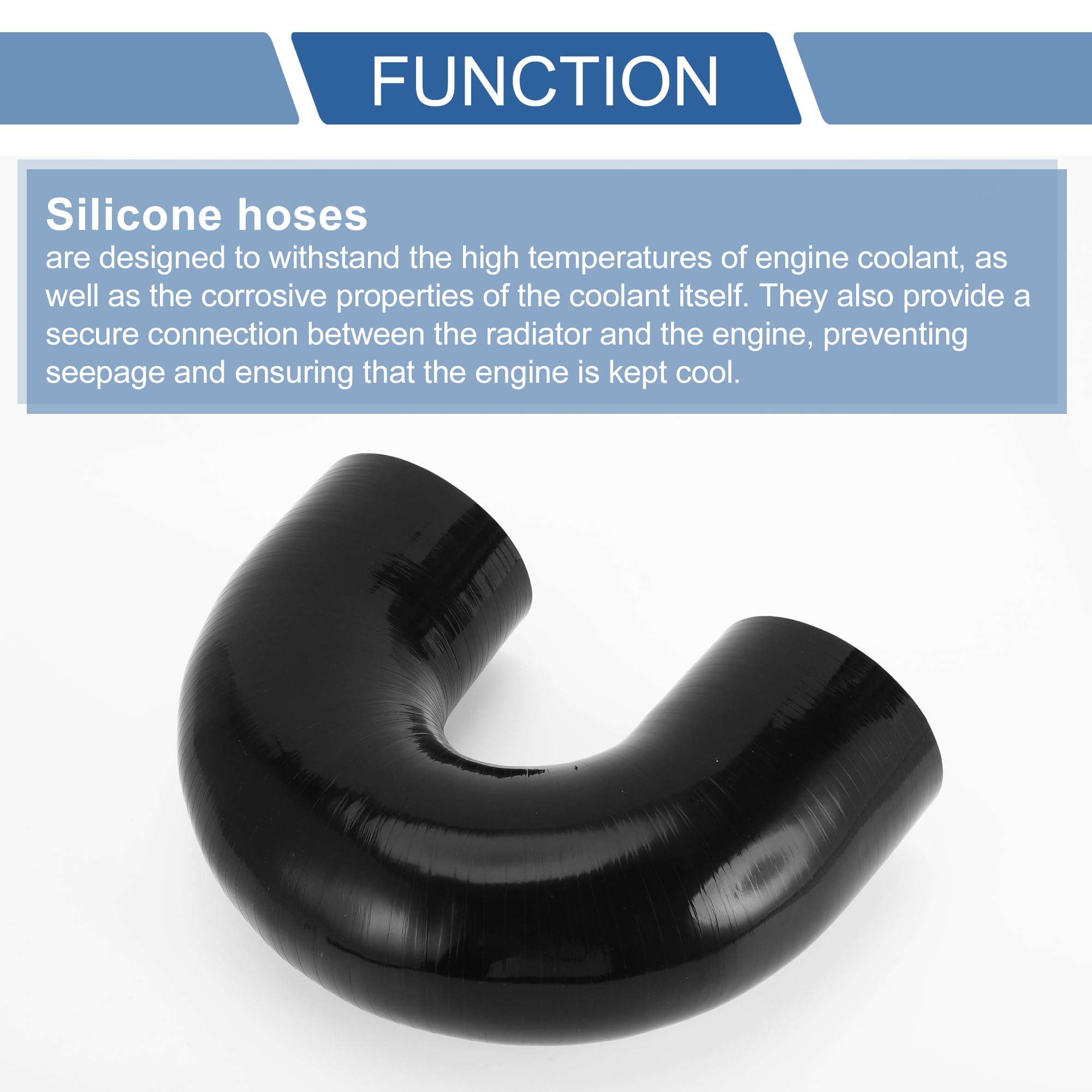 A ABSOPRO Tubo Flessibile In Silicone Nero Refrigerante 1 Pz Per Auto | Id 76mm / 2,99" L 120mm / 4,72" 180° Spess 5mm Temp -60°C A 300°C Press 1Mpa Adatto Per Liquido Raffreddamento Olio Antigelo