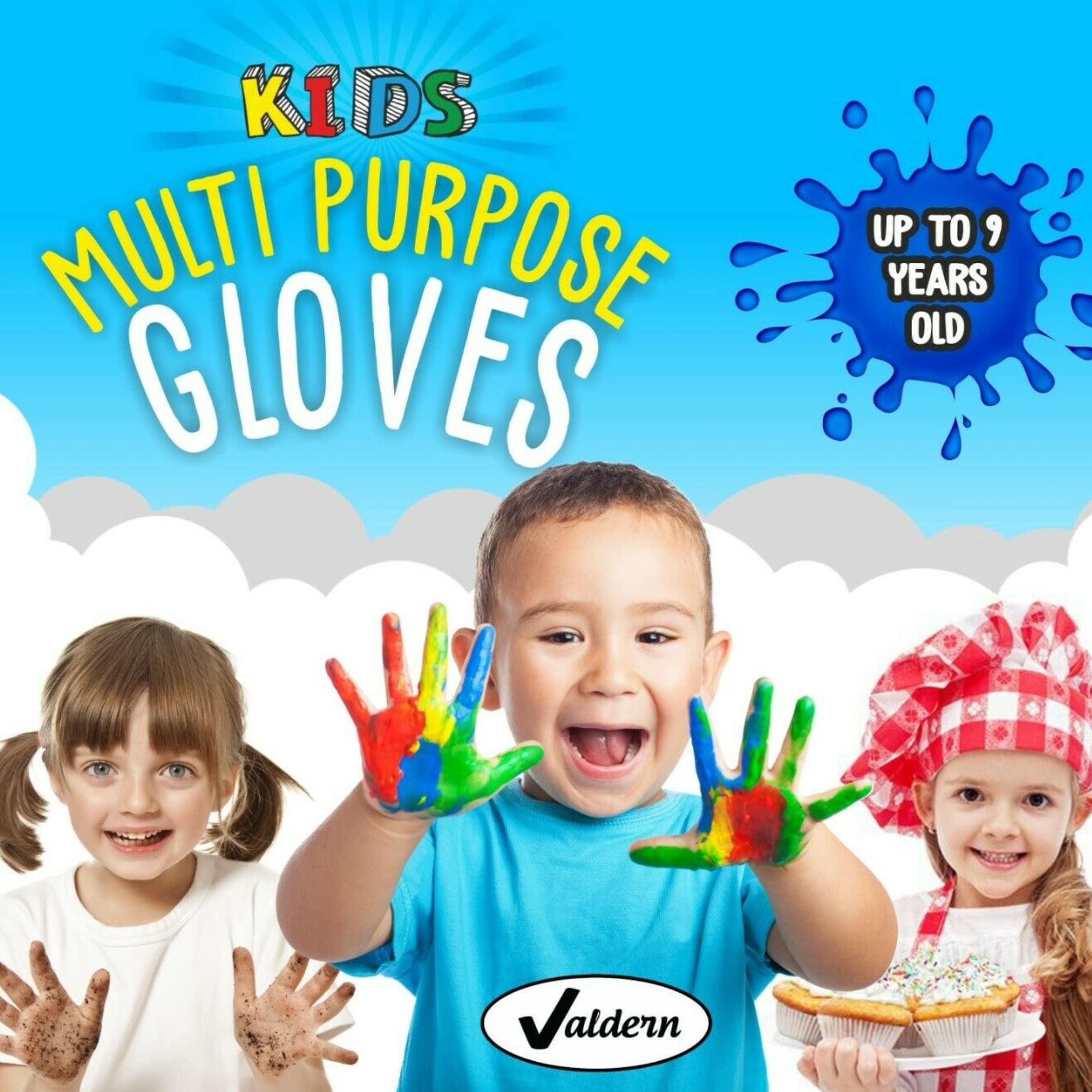 Valdern" Kids Multipurpose LATEX FREE - POWDER FREE - DISPOSABLE Protective Nitrile Gloves for Children - 20 Pairs (Opal)