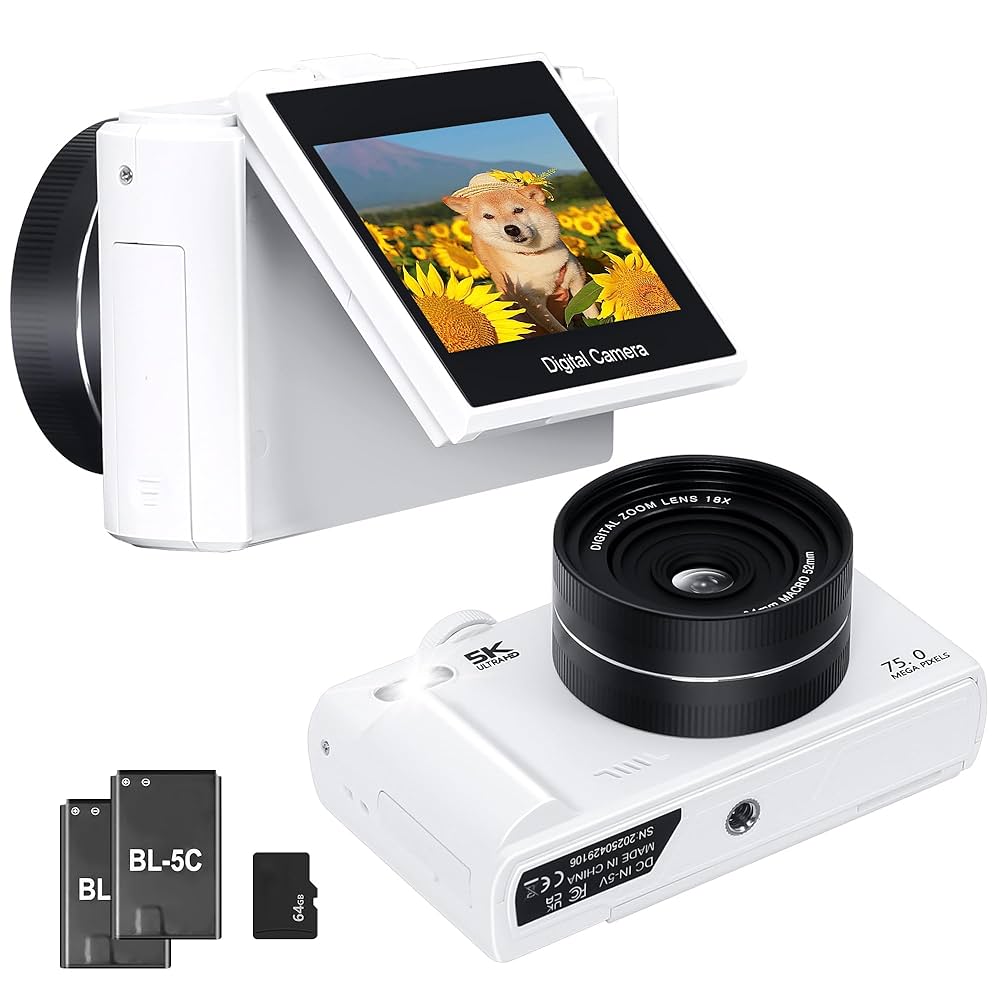 デジタルカメラ 5K録画 コンパクト7500万画素 Wi-Fi機能 180度回転 Amazon | デジタルカメラ 5K録画 7500万画素 デジカメ 5K Wi-Fi