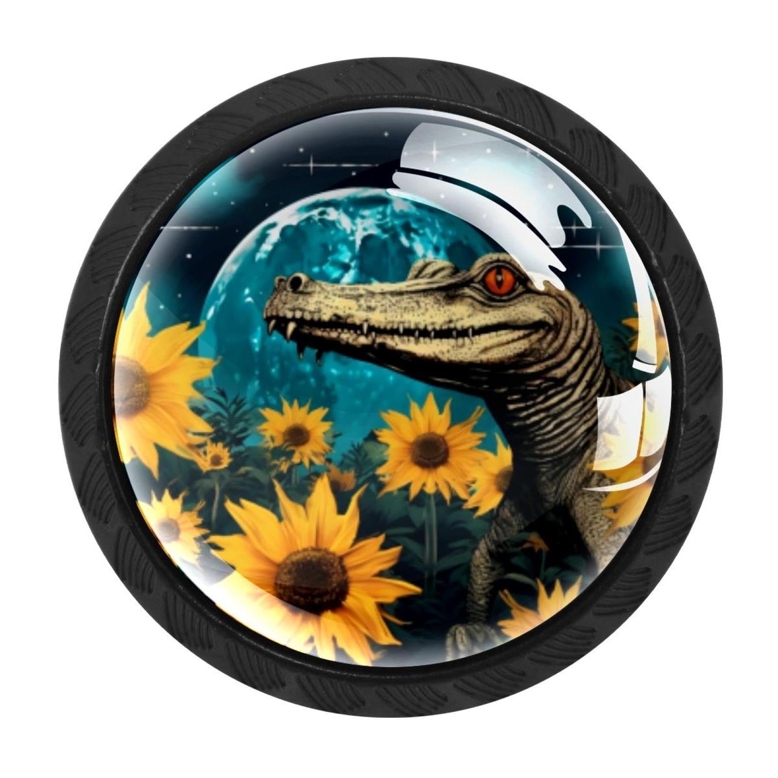 CHENZZZZ 4 PCS Crocodile Starry Sunflower Crystal Glass Cabinet Knob Drawer Pull Handle for Kitchen Cupboard Dresser Wardrobe etc