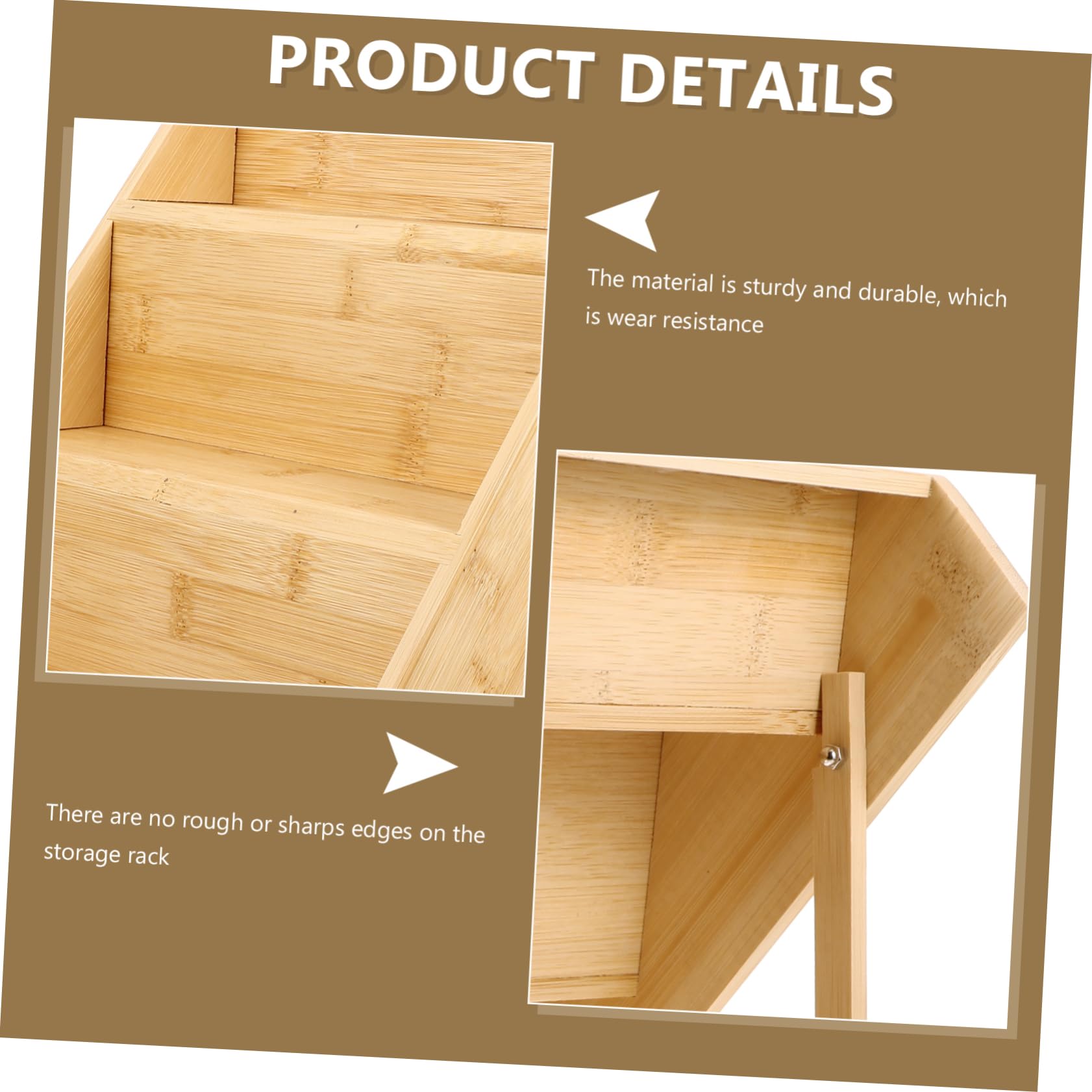 Especiero de Bambú Natural de 3 Niveles para Cocina, Organizador de Especias de Mostrador Resistente al Desgaste, Elegante y Seguro