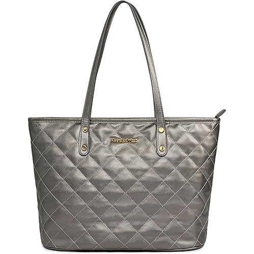 Montana West Quilted Tote Bag for Women Large Shoulder Bag Fashion Handbags with Top Zipper