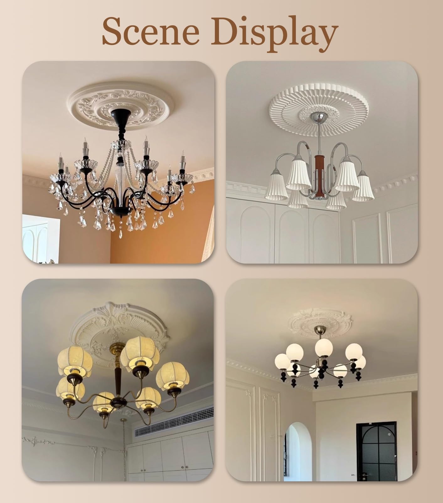 Disposizione verniciabile decorativa del soffitto di progettazione floreale del medaglione per l'installazione del ventilatore da soffitto e della lampada