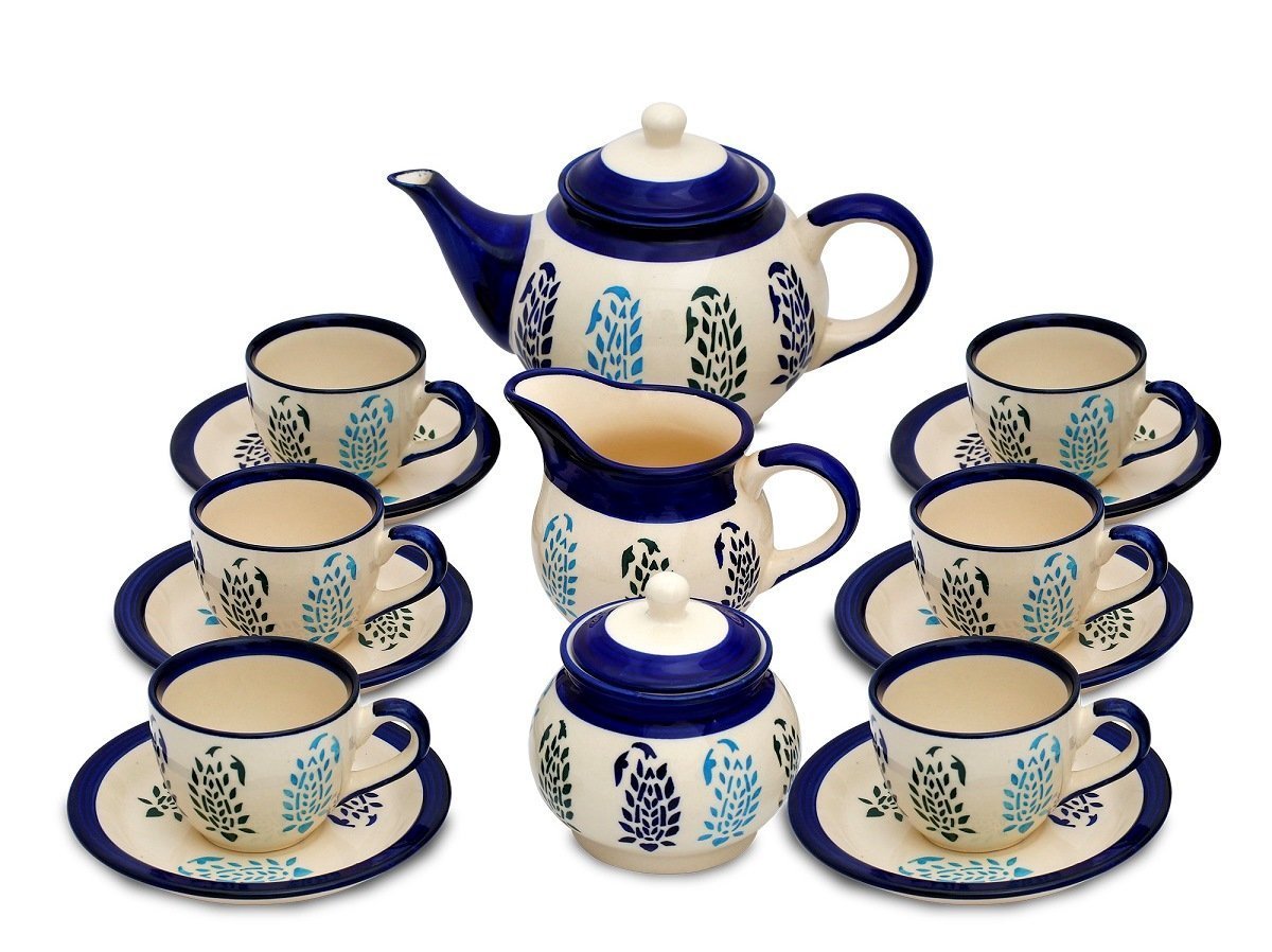 SRI RAM Stores Tea Set of 15 Pcs One Kettle One Milk Pot,One Sugar Pot ...