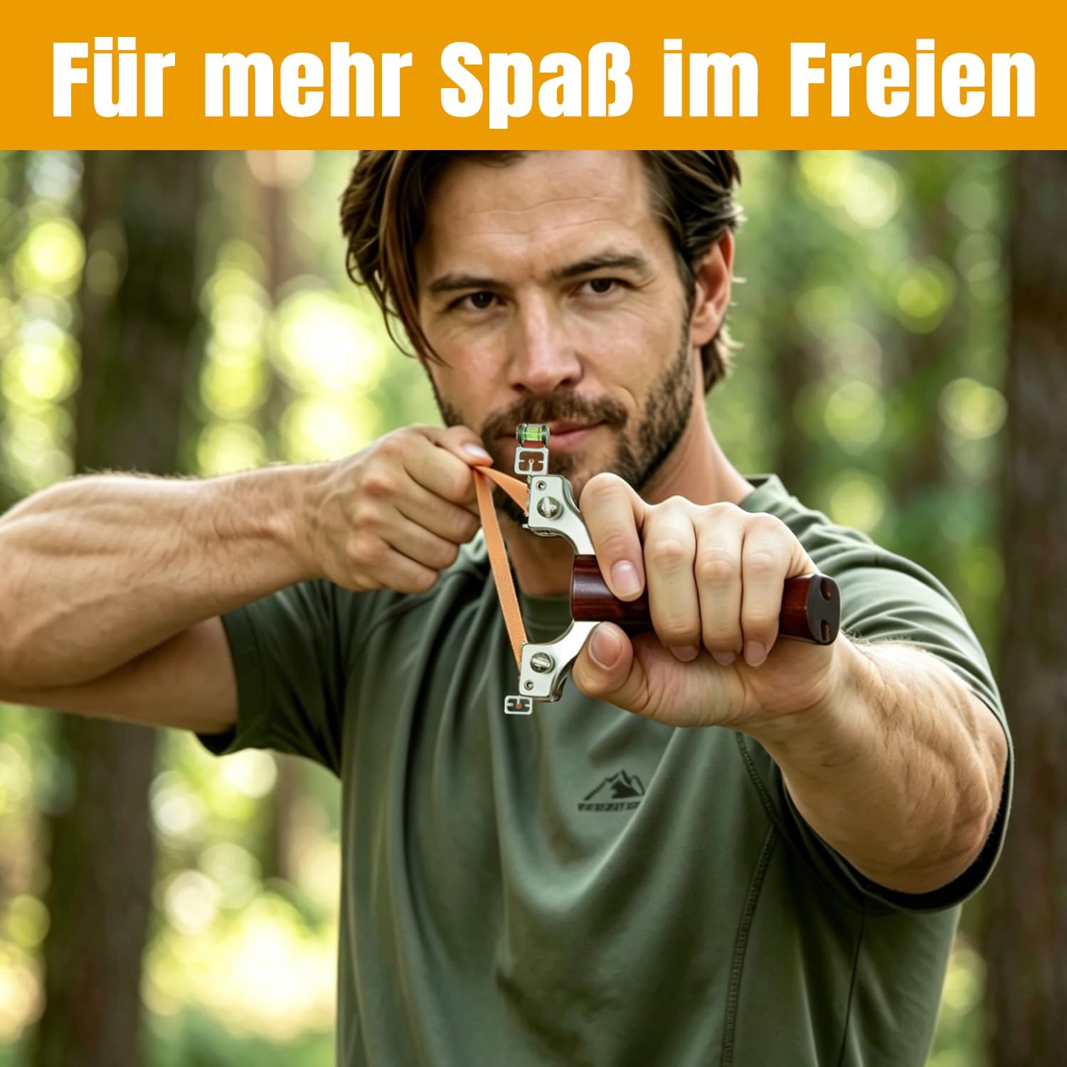 Zwille Steinschleuder Profi für Slingshot Clip-Anbindungstechnik Schleuder aus Edelstahl Holz Griff Katapult Set mit Gummibänder Tonkugeln für Erwachsene Outdoor Sport