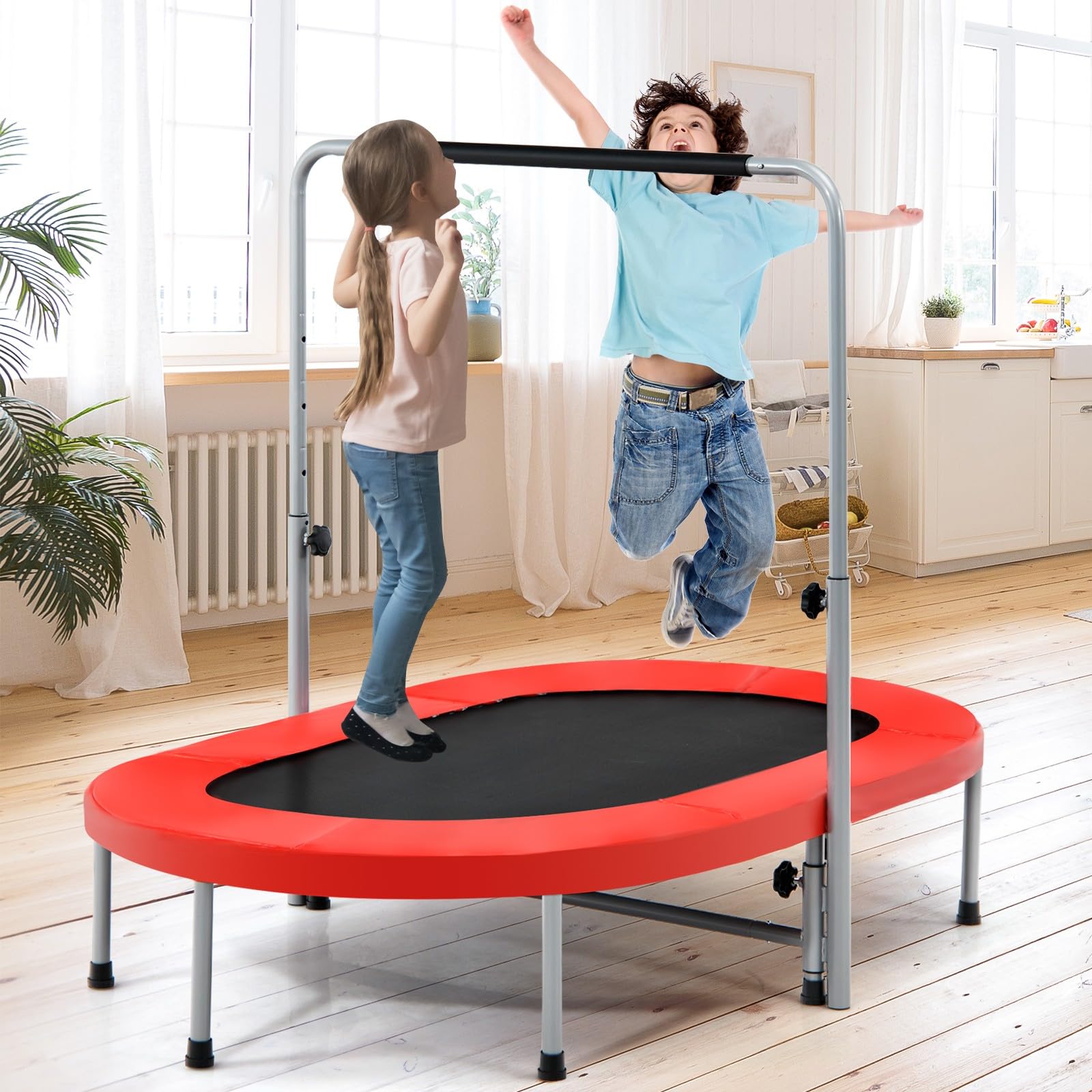 SereneLife trampolin Mini Plegable, Cama Elastica, Fitness, Compacto para niños y Adultos, Rebounder de Ejercicio, Asa de Espuma SereneLife trampolin Mini Plegable, Cama Elastica, Fitness, Compacto para niños y Adultos, Rebounder de Ejercicio, Asa de Espuma