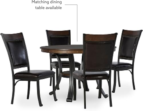 Miniatura 6 de Powell Furniture Franklin - Juego de 2 sillas de comedor de metal y piel sintética con clavos acentuados en madera, color marrón oscuro