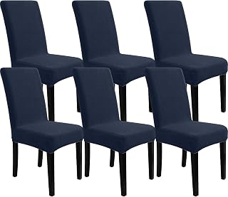 Fundas Sillas De Comedor Pack 6, Fundas Sillas Ajustables, Fundas para Sillas Elásticas Modernas, Funda Protectora Sillas Lavables para Cocinas, Restaurantes Y Hogar, Azul Oscuro