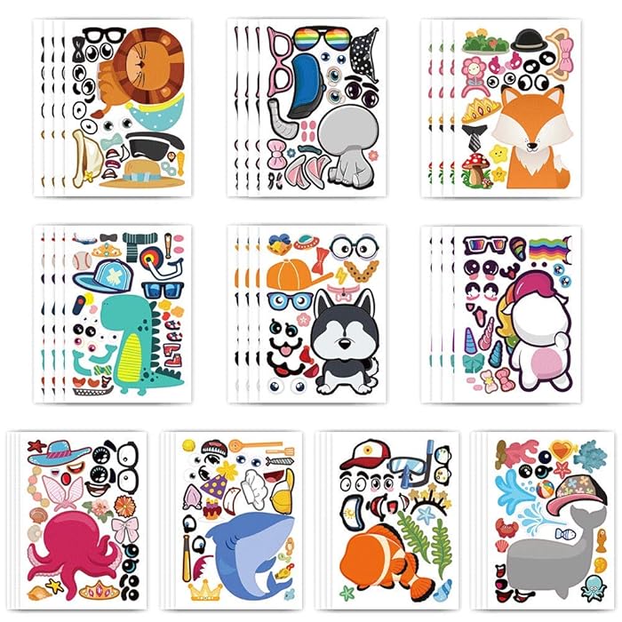 Buy 40 Pcs Kawaii Make a Face Stickers Sheets for Kids,Make Your Own