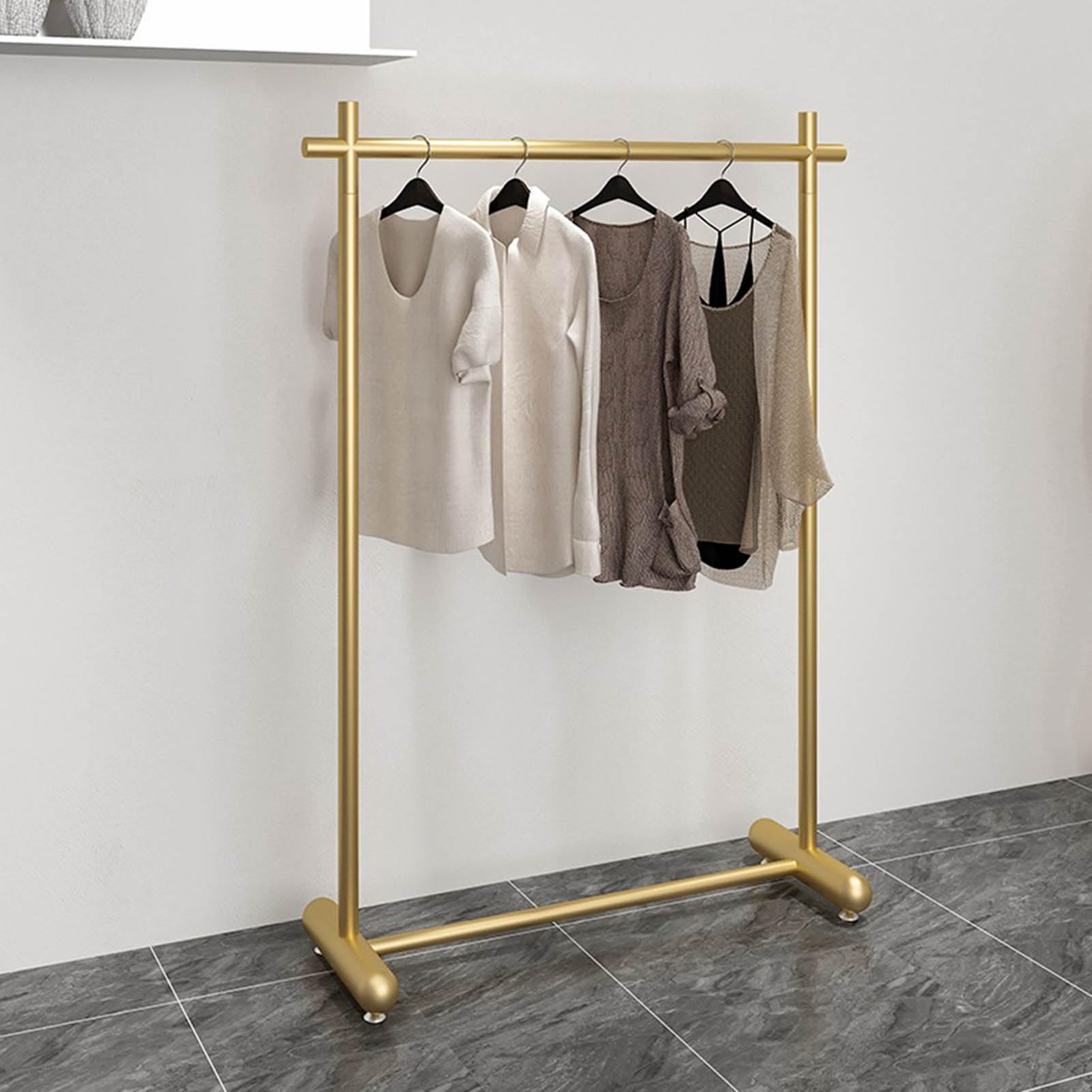 Espositore in metallo resistente, appendiabiti da pavimento per boutique, scaffali commerciali per biancheria, camera da letto o balcone