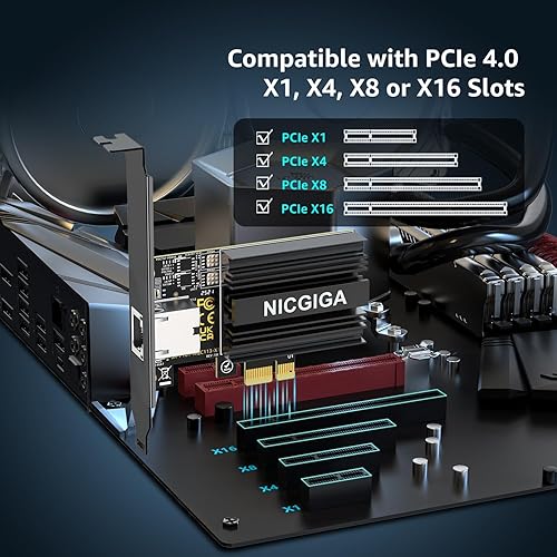 Vista 11 de NICGIGA Adaptador de red PCIe 2.5G Base-T, Realtek RTL8125B 2.5Gbps/1Gbps/100Mbps Tarjeta de red Gigabit PCI Express Convertir a Ethernet RJ45