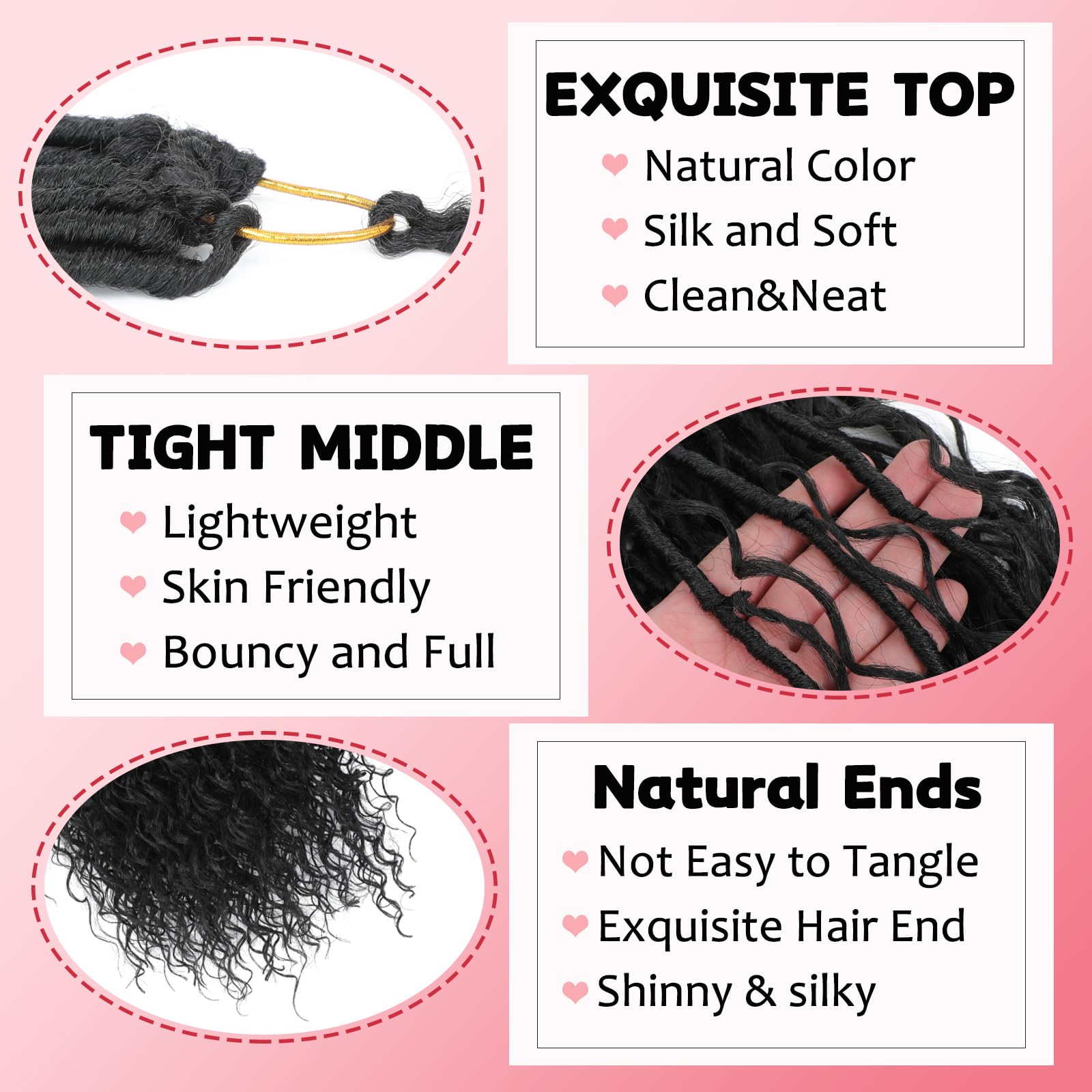 XIIMENALU Boho Faux Locs Crochet Hair 8 Packs Goddess Soft Locs with Curly Ends Pre-Looped Bohemian River Locs Crochet Hair Extensions for Black Women (1B# - Image 4