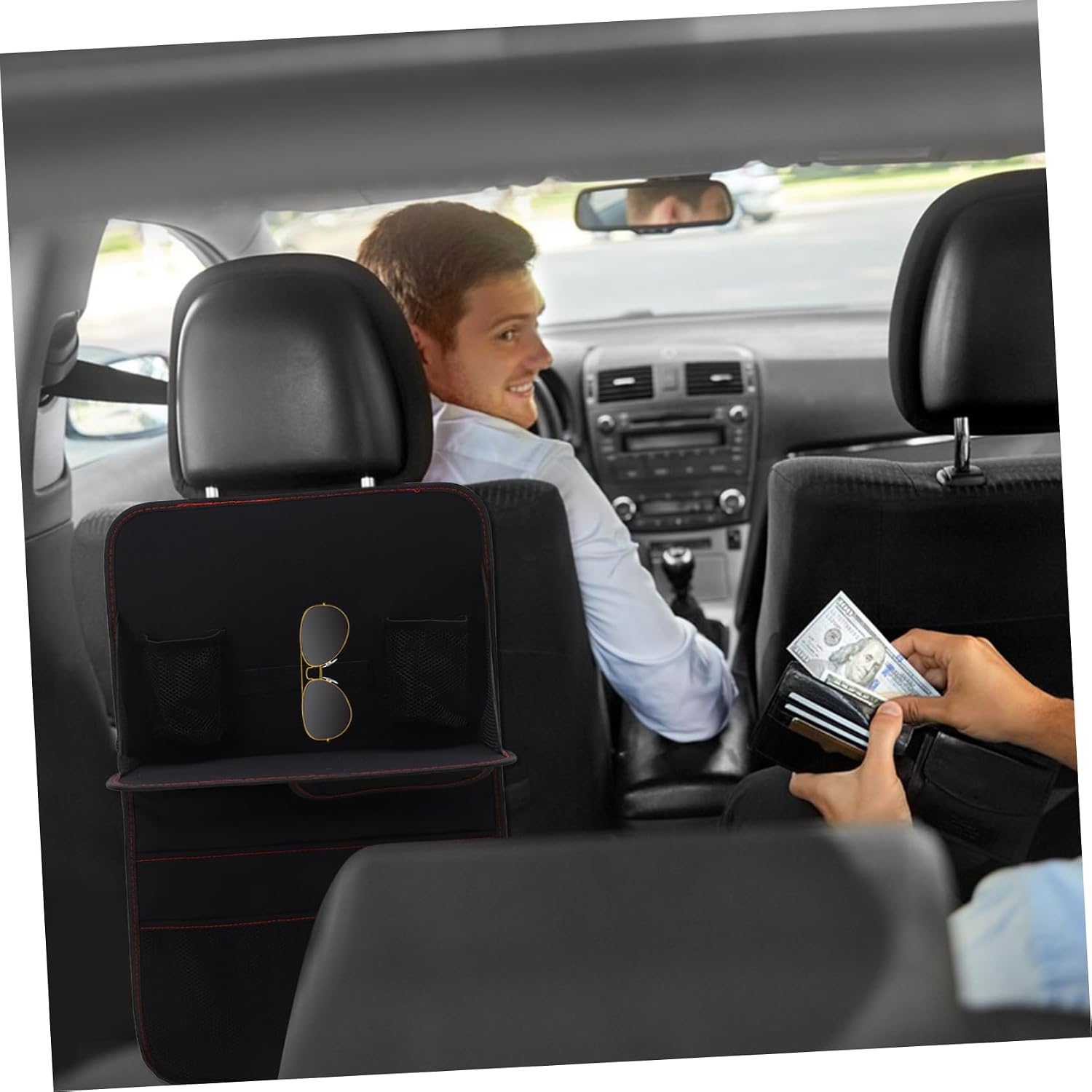 Foldable Backseat Bag with Table Rear-seat Storage Pouch for Car Auto Vehicle Organizer Black Multifunctional for Gadgets and Essentials