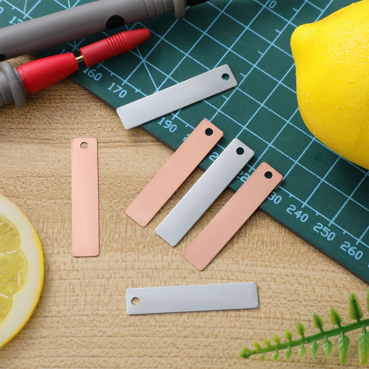 GANAZONO Metal Electrodes Set,20pcs Electrode Strips Copper Zinc Anode Weight Plate Saltwater Pool Battery DIY Fruit Battery image 2