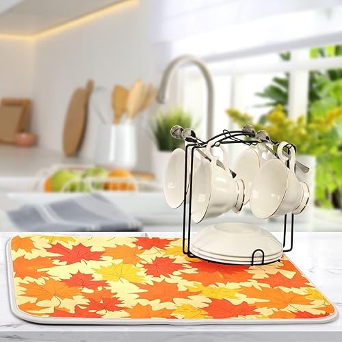 Vista 13 de Tapete de secado de platos de mariposas botánicas para encimera de cocina, almohadilla de secado de microfibra absorbente, grande, 18 x 24 pulgadas