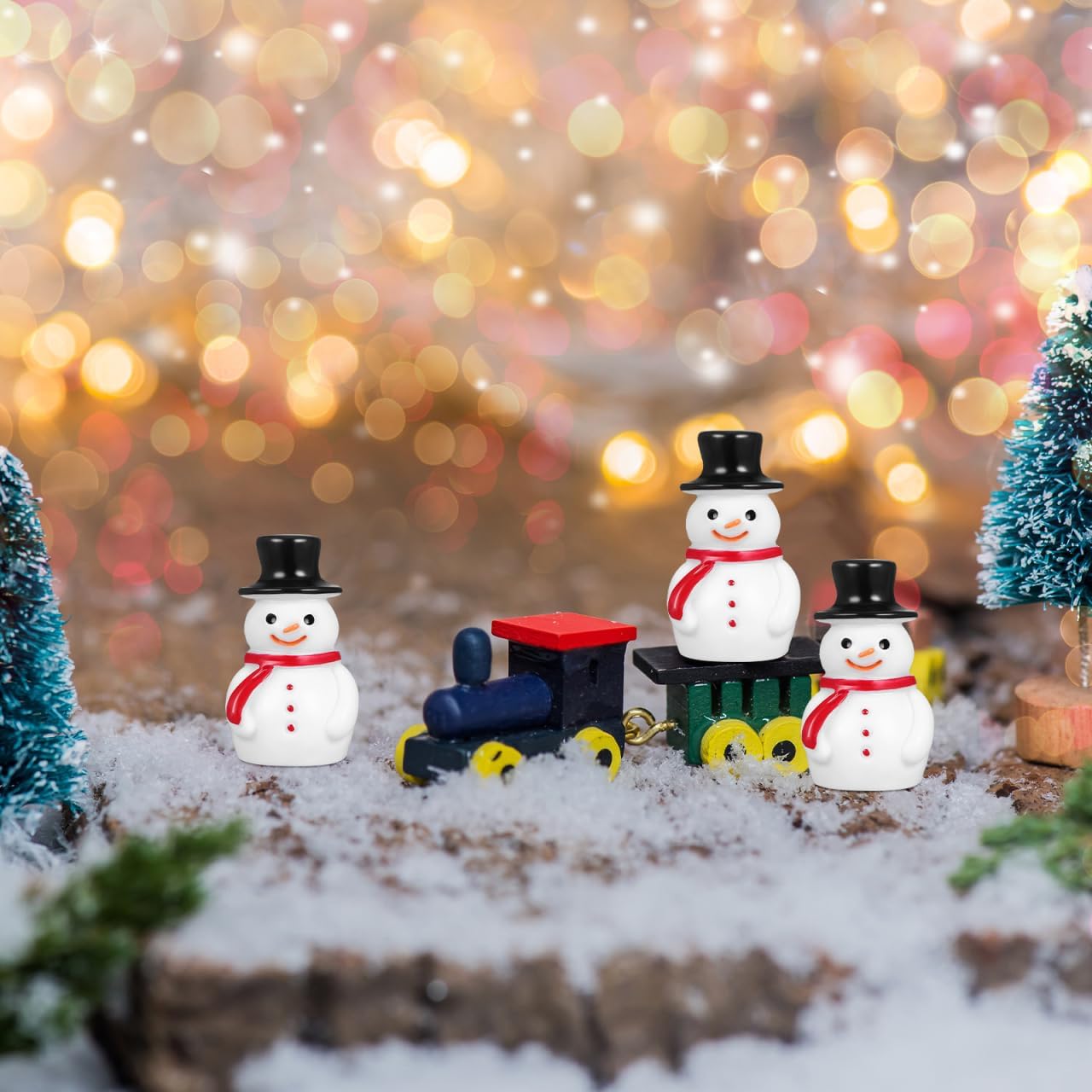 20pcs Mini Snowman Figurines,Small Snowman Ornaments with Top Hat, Resin Small Christmas Figurines for Xmas Christmas Party DIY Craft Fairy Garden Dollhouse Decor - Image 8