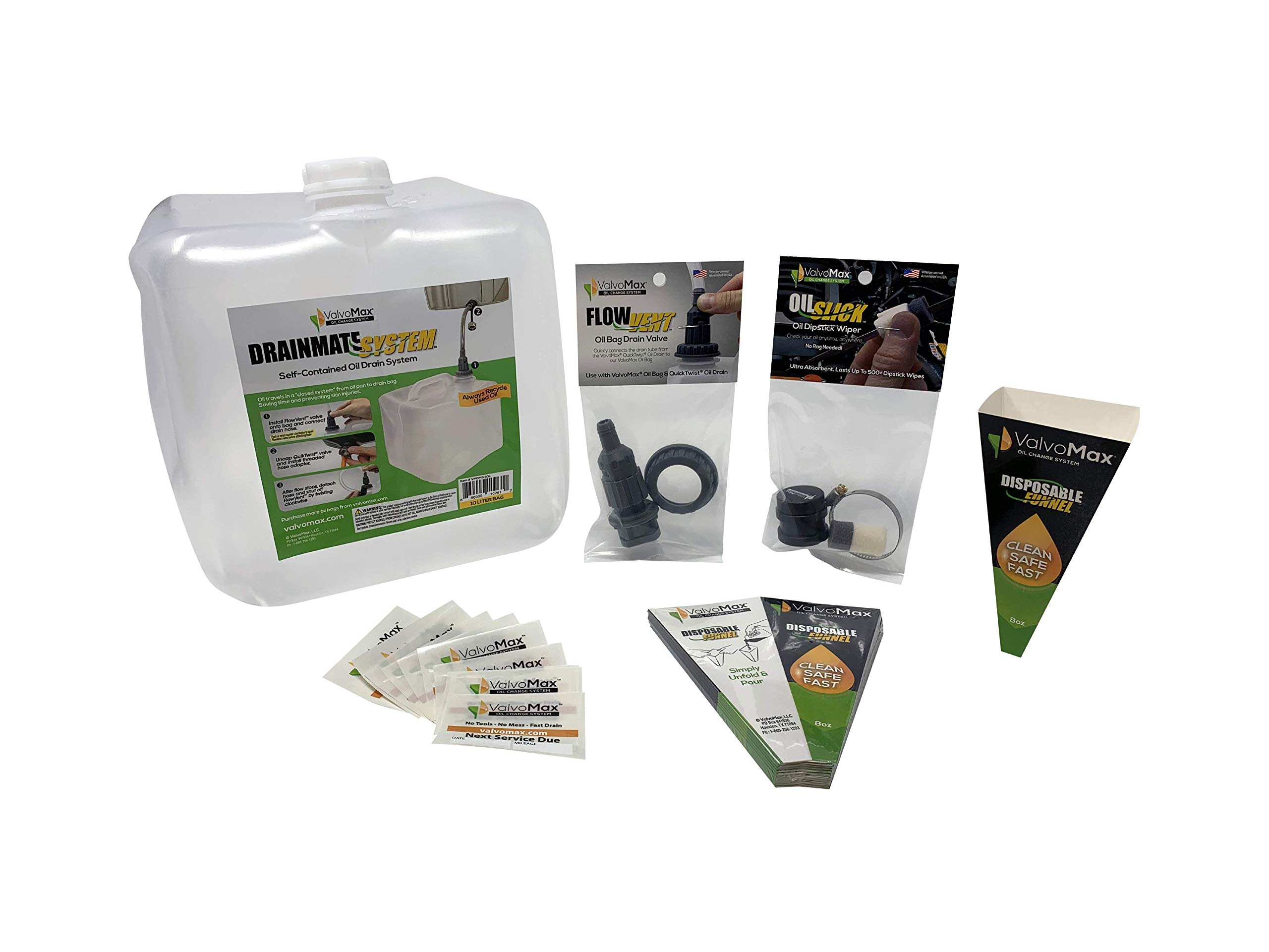 ValvoMax Drainmate System Bundle with 10L Oil Drain Bag, FlowVent Bag