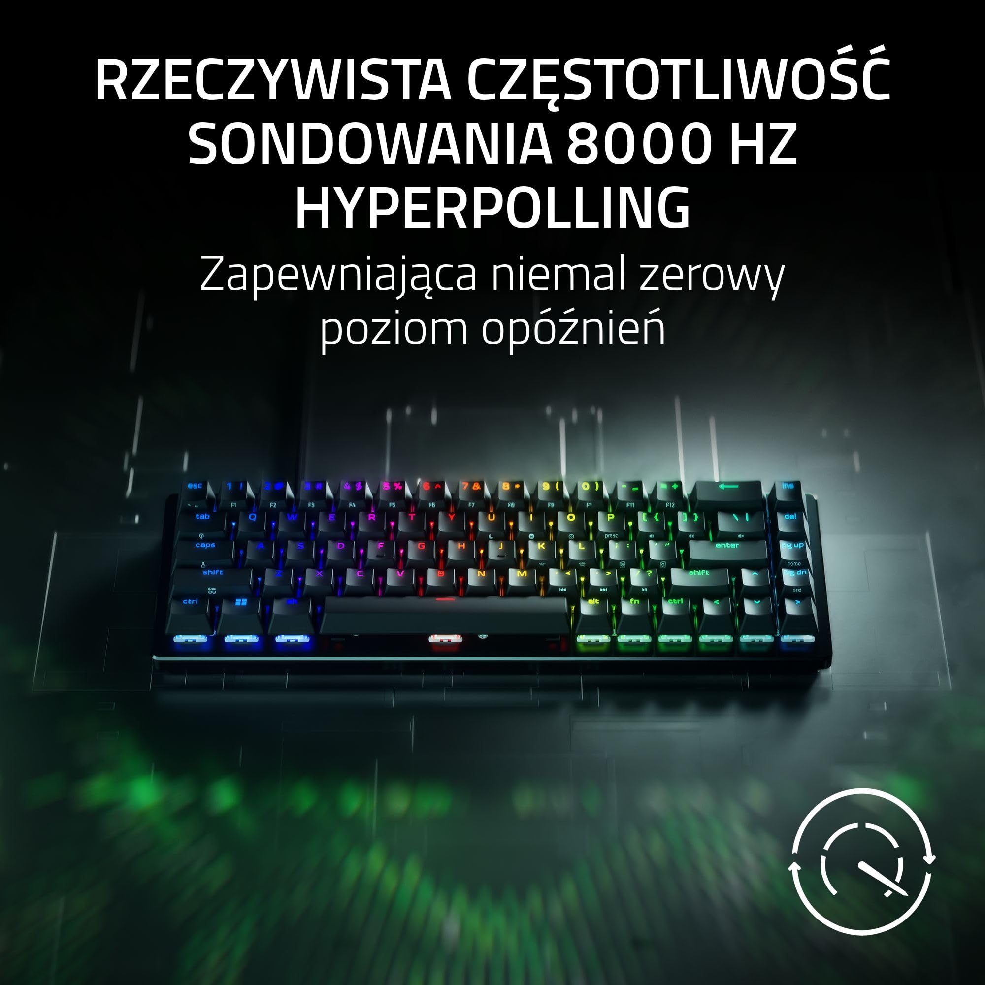 Razer Huntsman V3 HE Magnetic Mini 65% 8KHz - klawiatura do e-sportu z przełącznikami Hall-Effect - Snap Tap - HyperPolling 8000 Hz - priorytet podwójnego naciśnięcia klawisza - PC | QWERTY US
