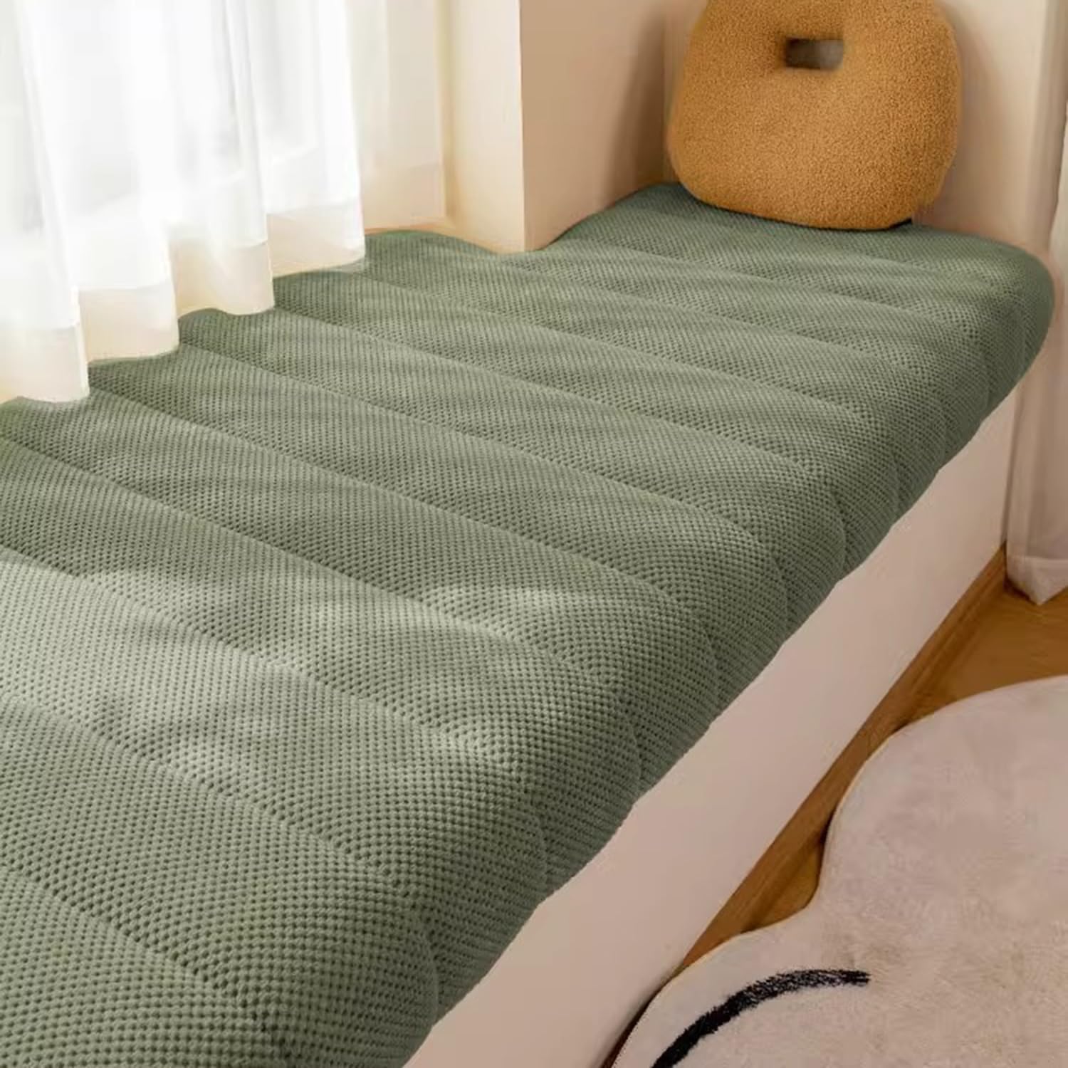 Coussin de fenêtre 5 cm d'épaisseur avec cordon de fixation stable