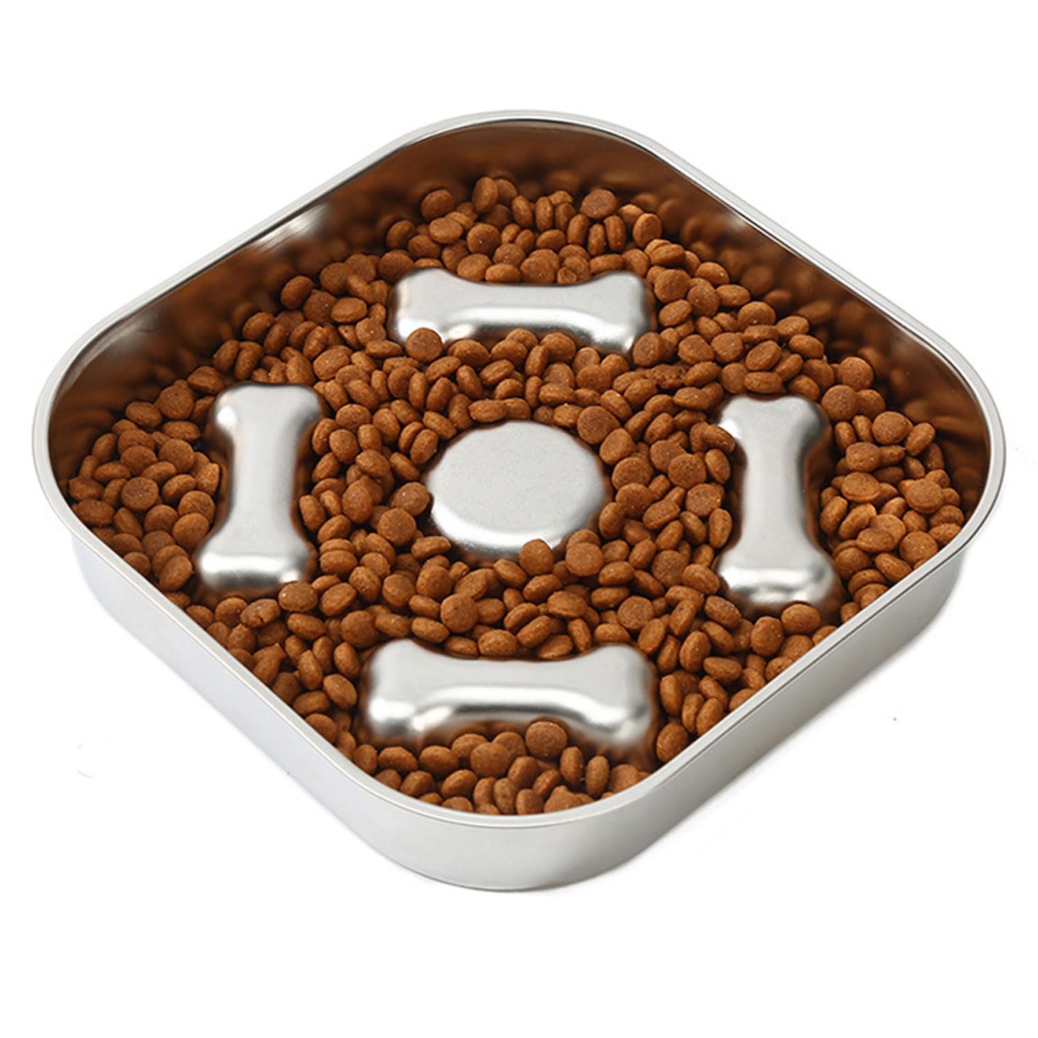 CAISHOW Stainless Steel Non Slip Slow Feeder Dog Bowl Metal Dog Food Bowls for Medium and Large Dogs, Fun Bloat Stop Pet Bowl Dog Water Bowl for Fast Eaters Slows Down Pets Eating โ image 1