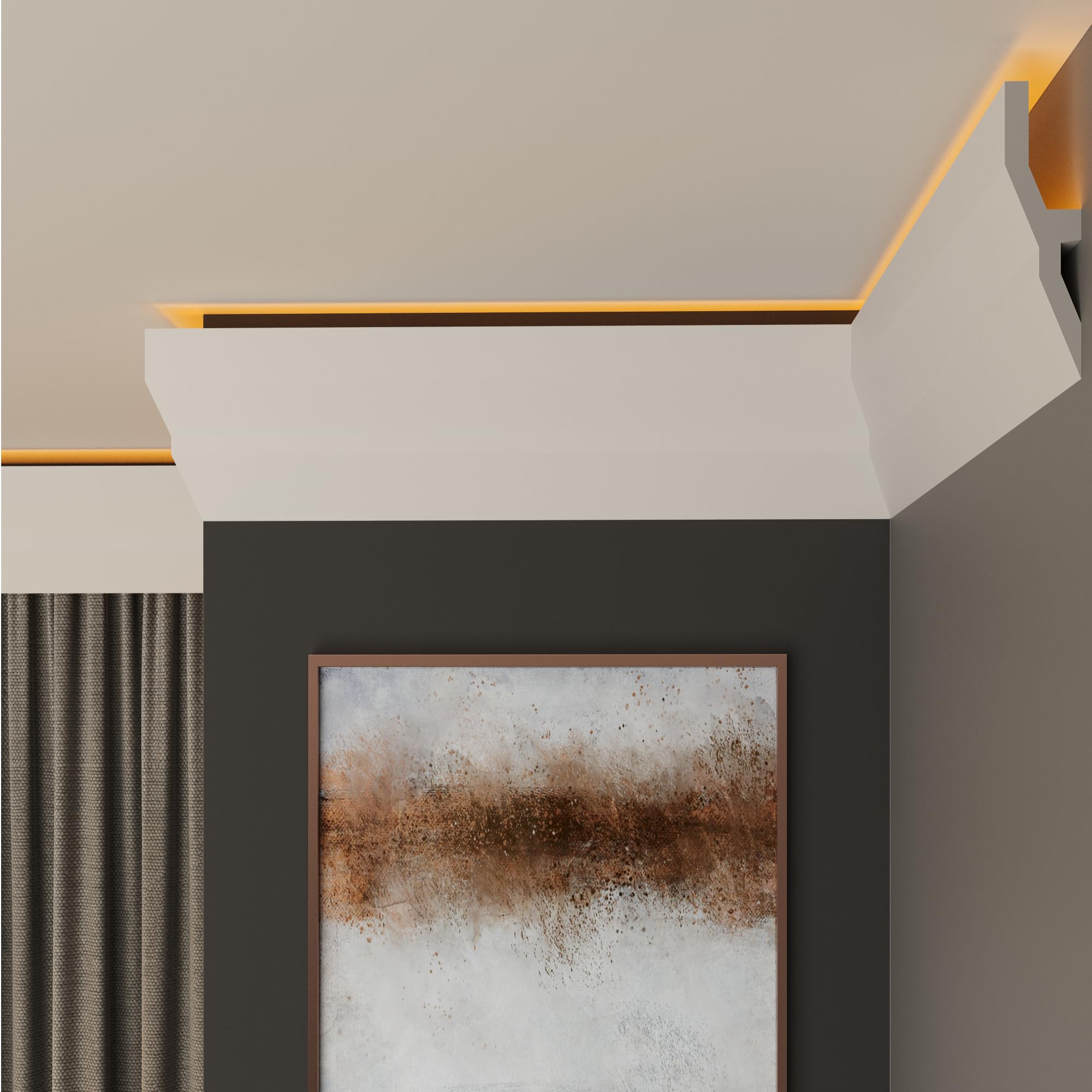 FAST DECOR Premium Led Coving Cornice, Coving for Ceilings, Led Coving for Ceilings, LED Compatible Cornice Trim, Xps Coving for Ceiling, Moulding for Ceiling Lightweight (2m, CLU14)
