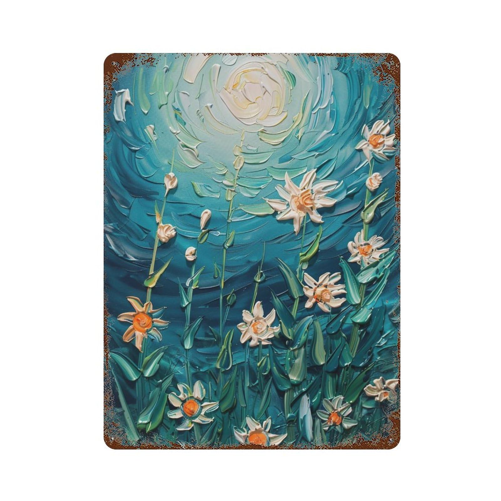 WUJHGRSG Post Impressionist Spiral Night Floral Twig Composition 01 Wall Art Retro Iron Vintage Metal Tin Sign Poster Modern Decor for Home Cofffee Club Bar Shop Style 40x30cm