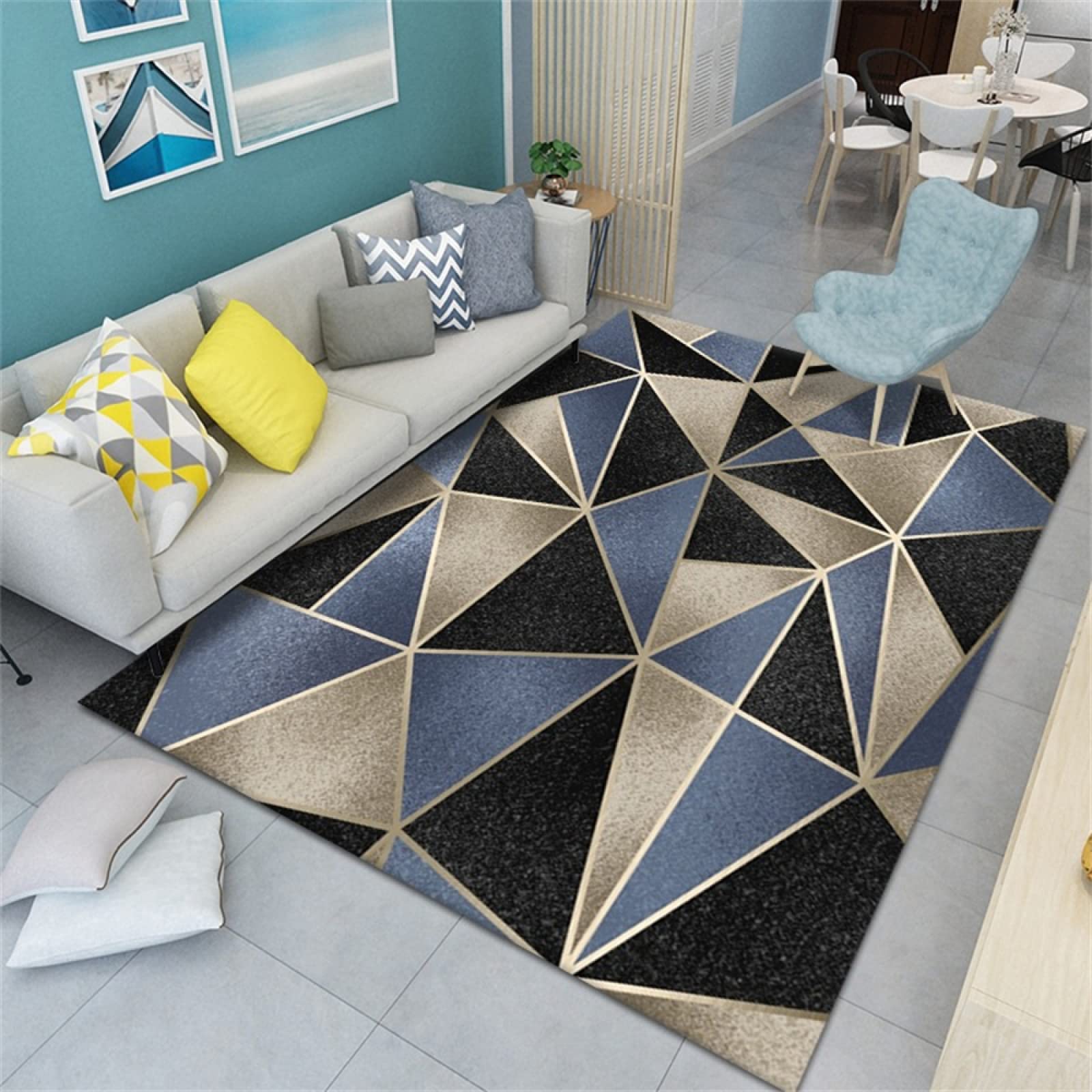 Tapis de football multicolore 100x200cm antidérapant pour chambre ado et enfant