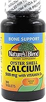 NaturesBlendVitamins Oyster Shell Calcium with Vitamin D3 - 100 Tablets for Bone Health & Absorption
