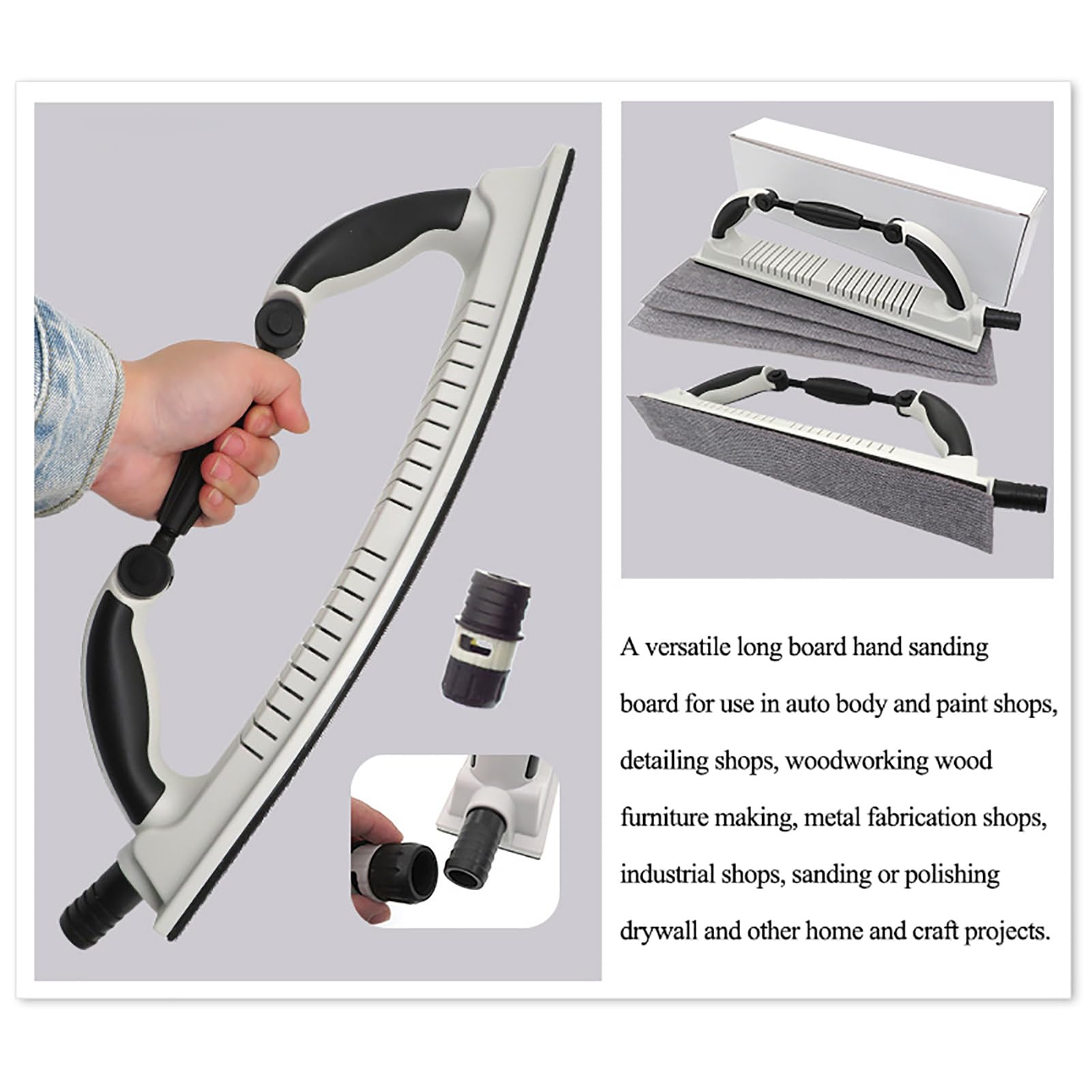 VOLSIVE Adjustable Longboard Sander – Flexible Hand Sanding Block, 7x42cm, Hook & Loop, For Wood, Metal & Auto