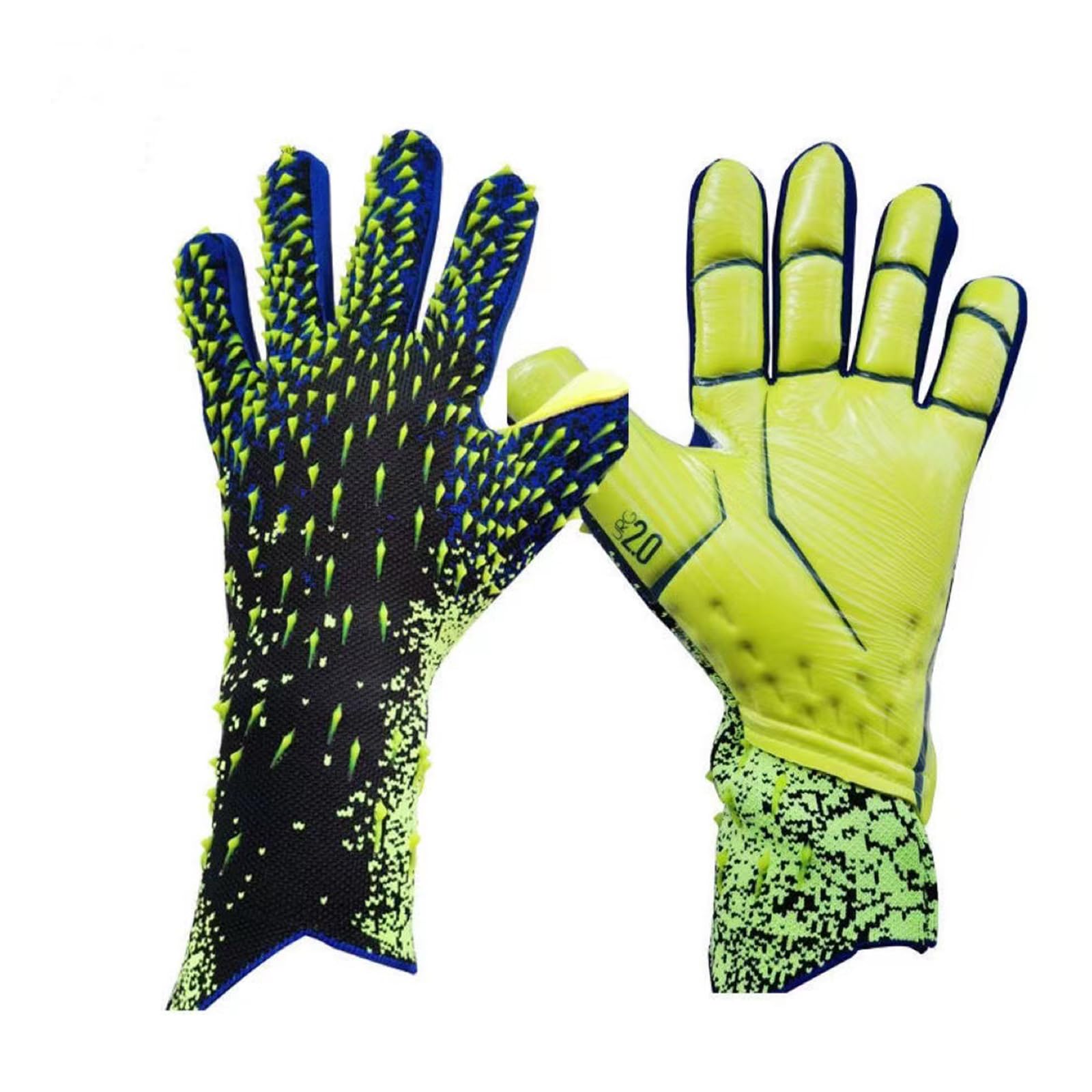 UOTO Kids Football Goalie Gloves, Anti-Slip Abrasion-Resistant Soccer Goalkeeper Gloves, Full Finger Hand Protection Children Football Gloves (Green, Size 9)