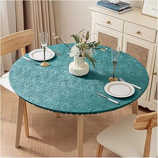 Polyester Tischdecke Schreibtisch Rund Tischfoli Tischtuch Tischwäsche Couchtisch Wasserdicht Tischabdeckung Hotel Gaststätten Party Tafeltuch Grün Rund 80cm